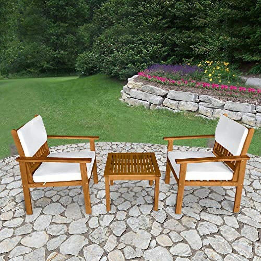 Acacia Wood Oil-Finish 3-Piece Outdoor Patio Bistro Set