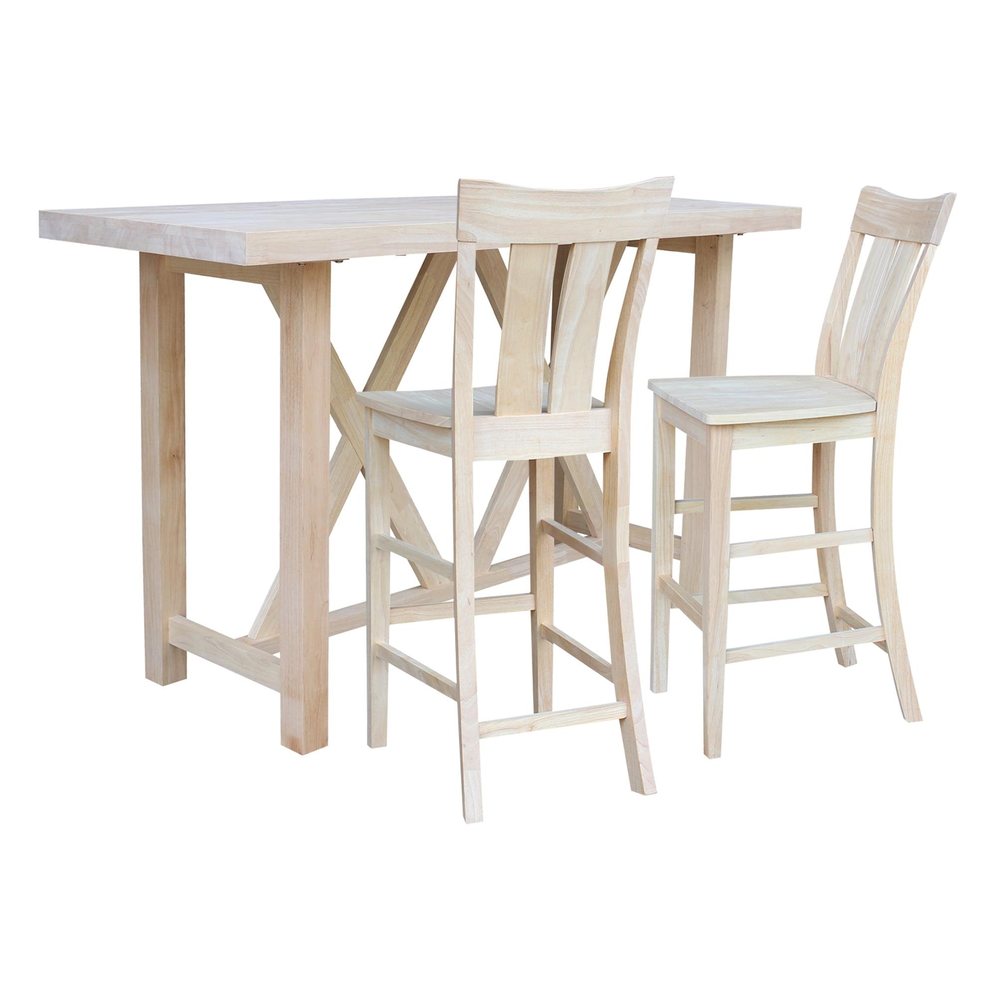 3-Piece Light Wood Bar Height Dining Set with Splat Back Stools