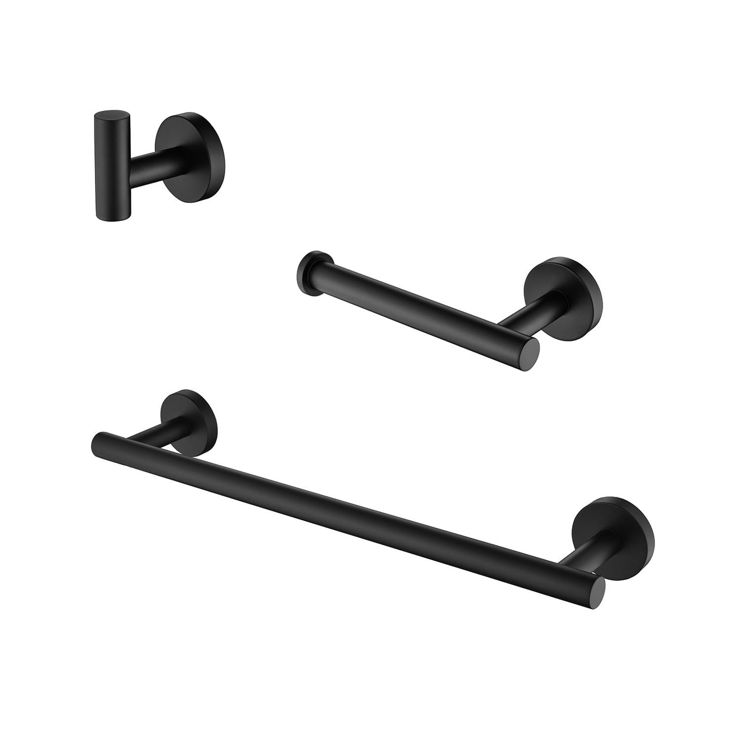 Matte Black Stainless Steel 3-Piece Bathroom Hardware Set