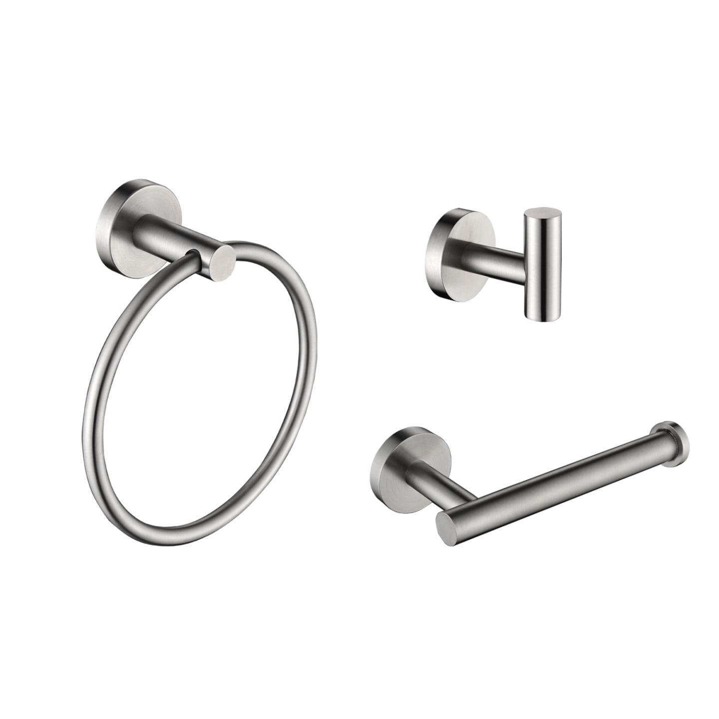 Brushed Nickel 3-Piece Stainless Steel Bathroom Hardware Set