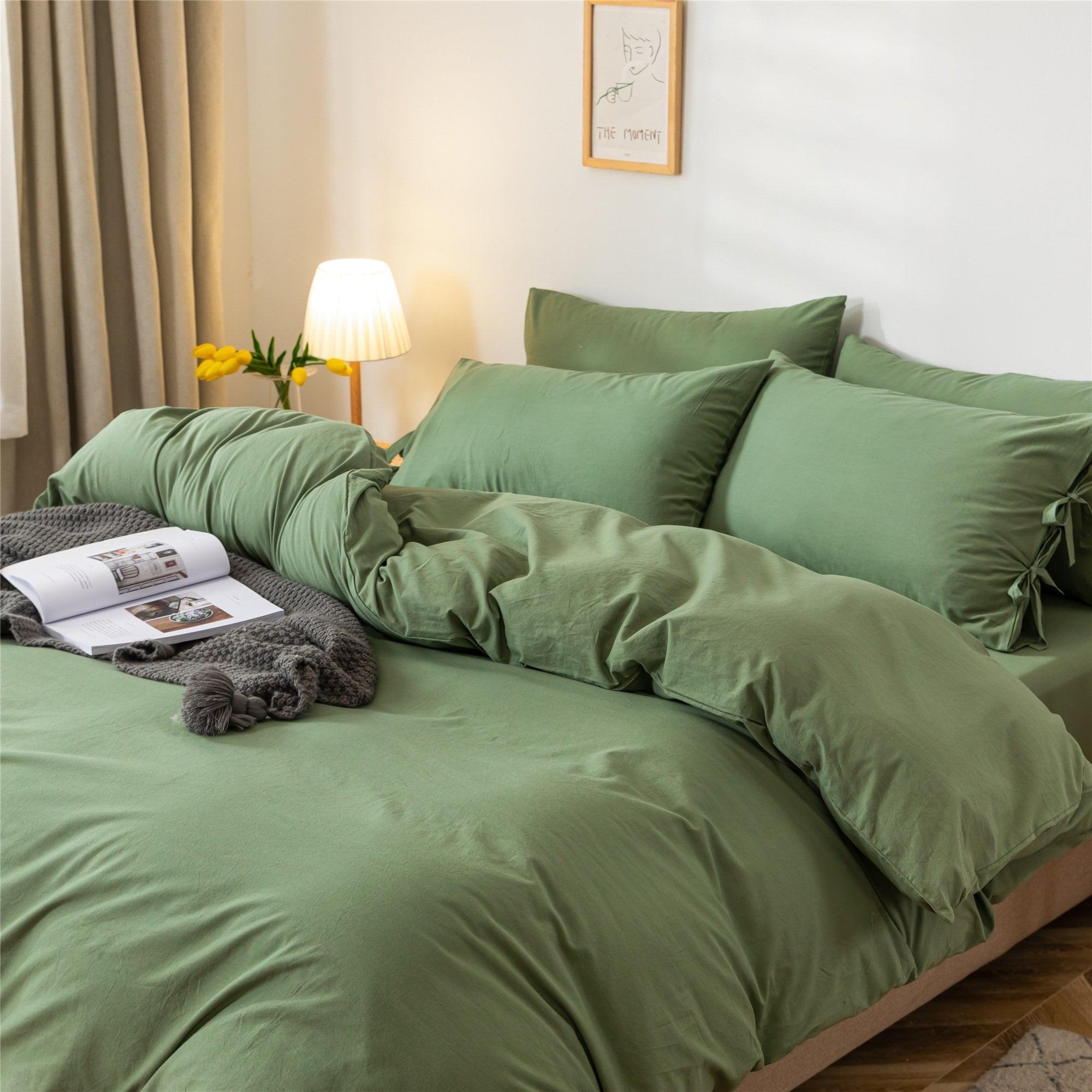 3 Piece Duvet Cover Set Green - 3 Piece - King