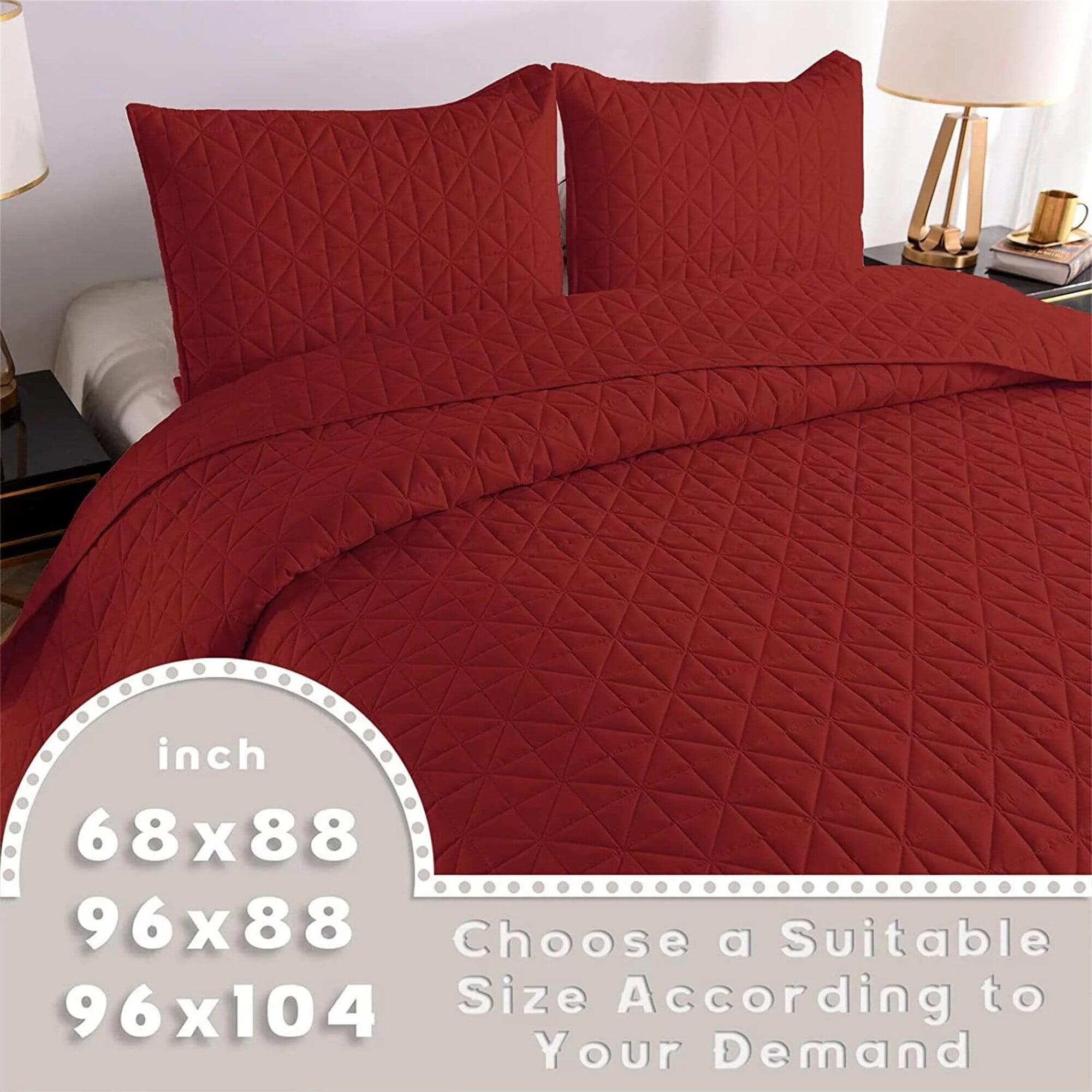 Bed Quilt Set King Size Red - 3 Piece - King