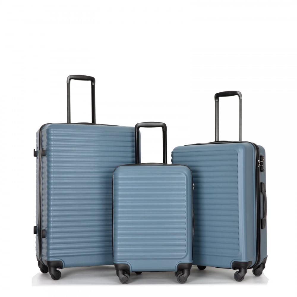 Blue 3-Piece Hardshell Spinner Luggage Set with TSA Locks