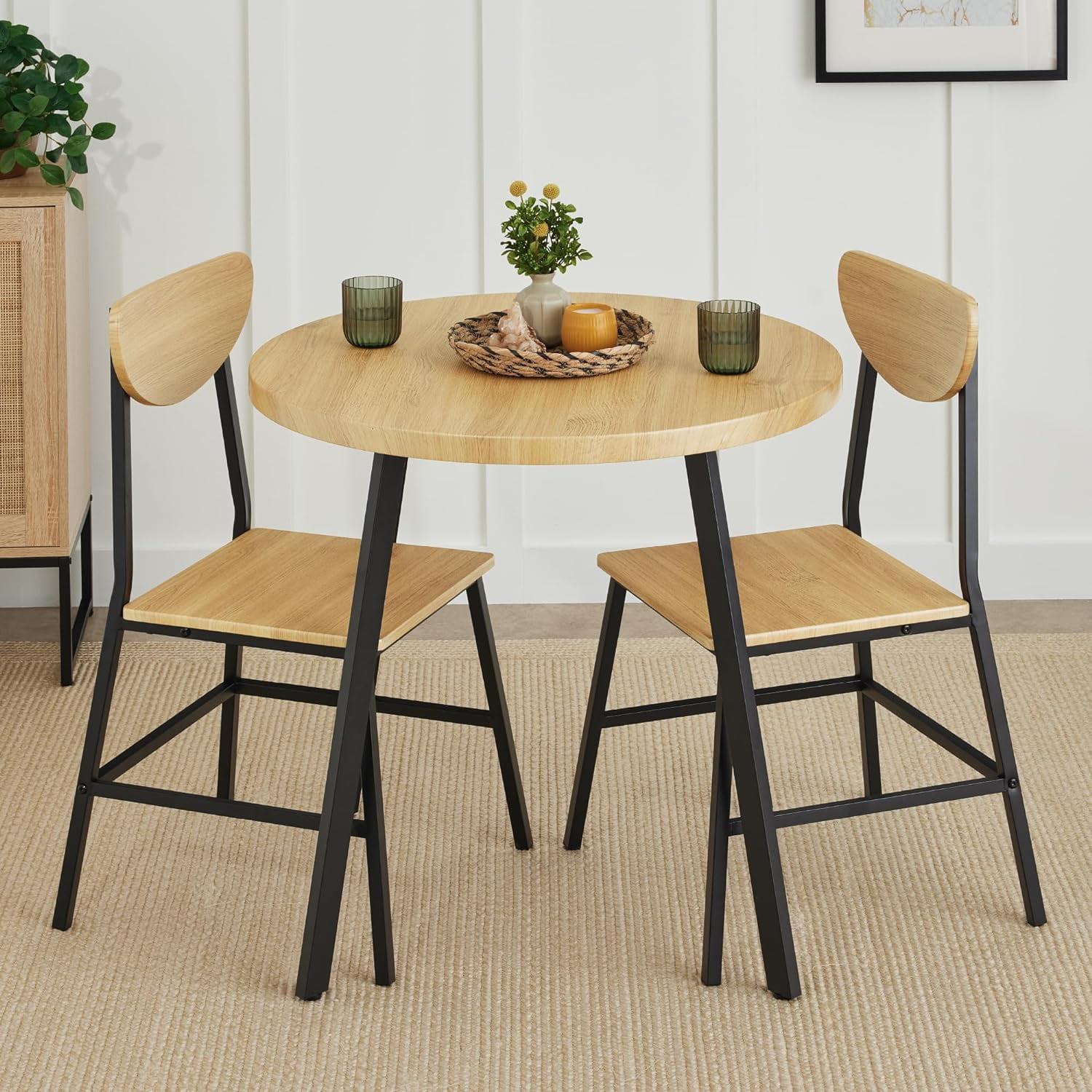 Best Choice Products 3-Piece Mid-Century Modern Round Dining Set w/ 2 Chairs, Angled Legs