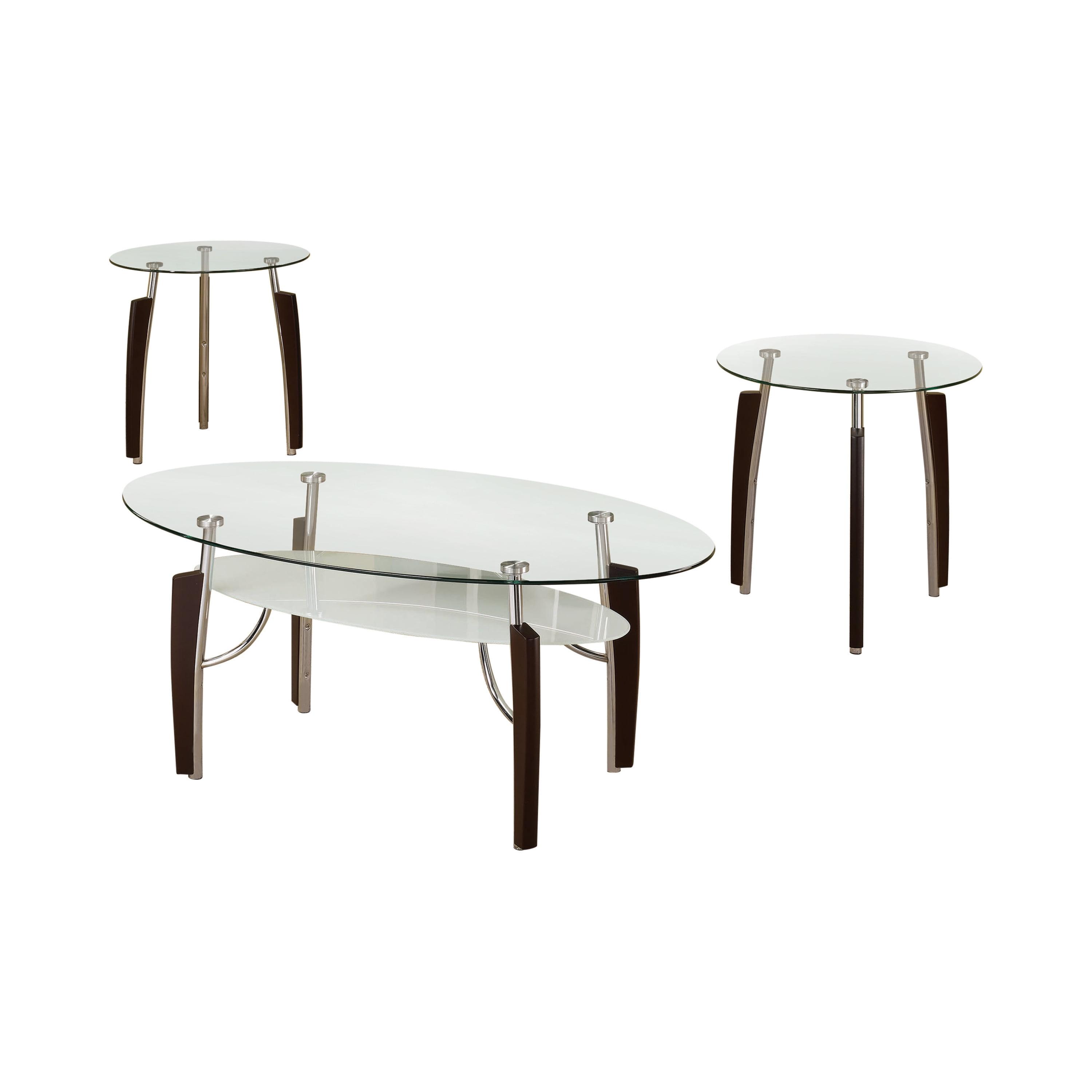 Cappuccino Elegance 48" Oval Glass Coffee Table with Chrome Accents