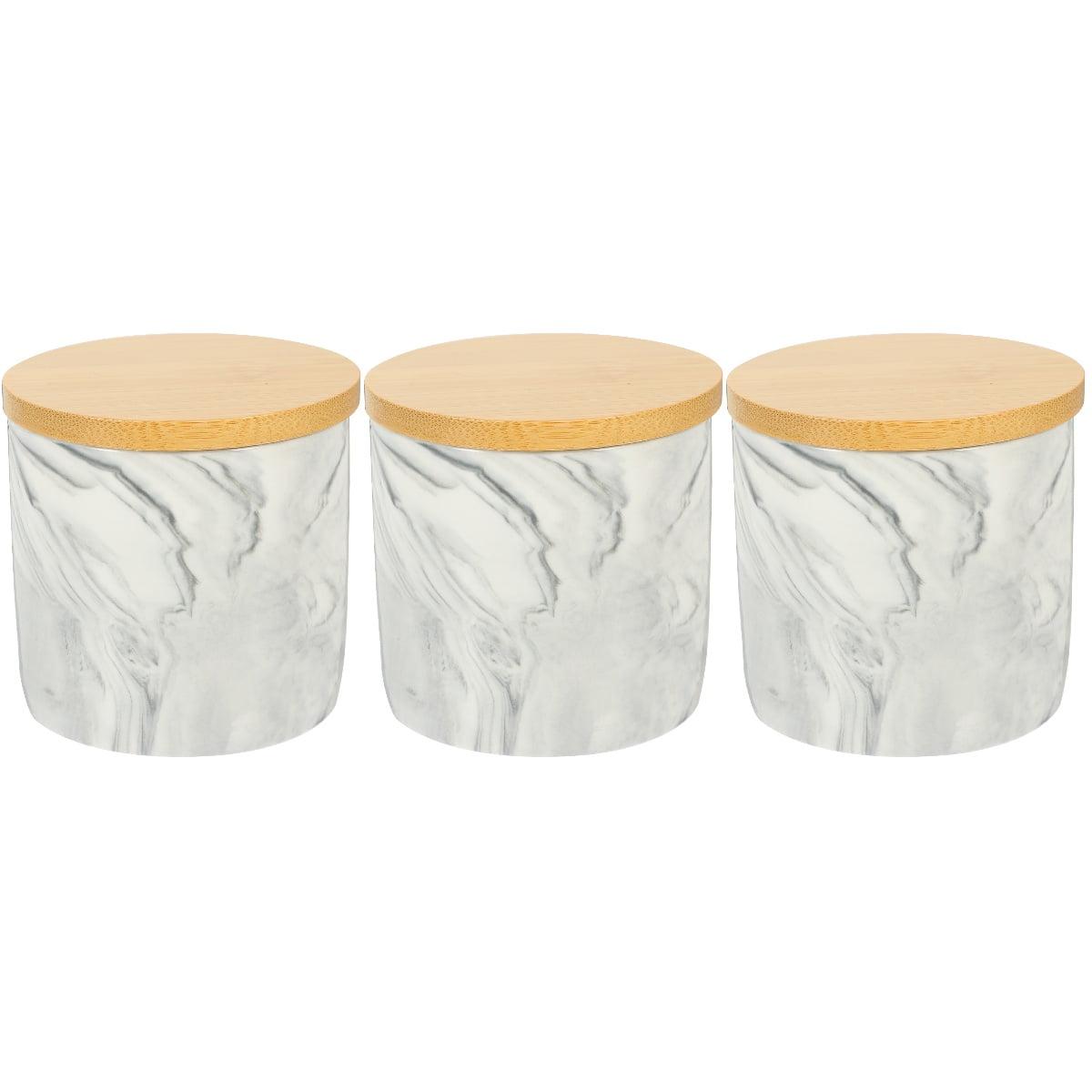 3 Pieces Ceramic Jar Coffee Storage Stackable Basket Canister Grey