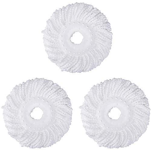 3 Pack White Microfiber Spin Mop Replacement Heads