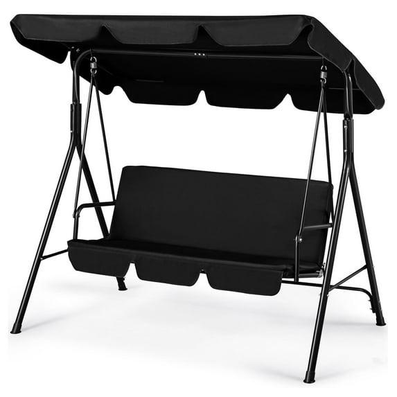 Costway Outdoor Patio Swing Canopy 3 Person Canopy Swing Chair Patio Hammock Black