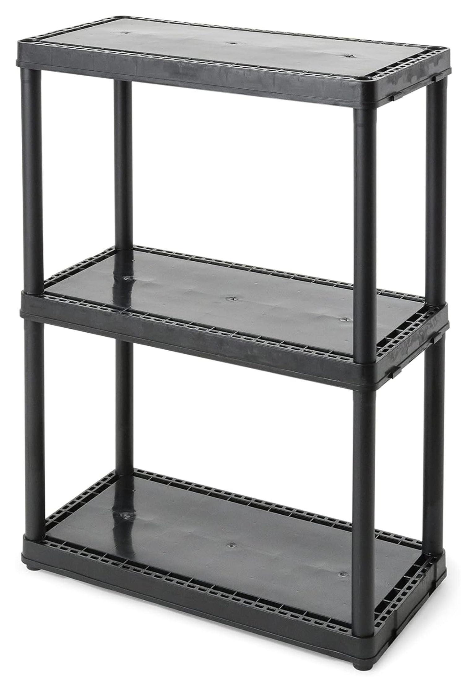 Black 24'' 3-Tier Plastic Storage Shelving Unit