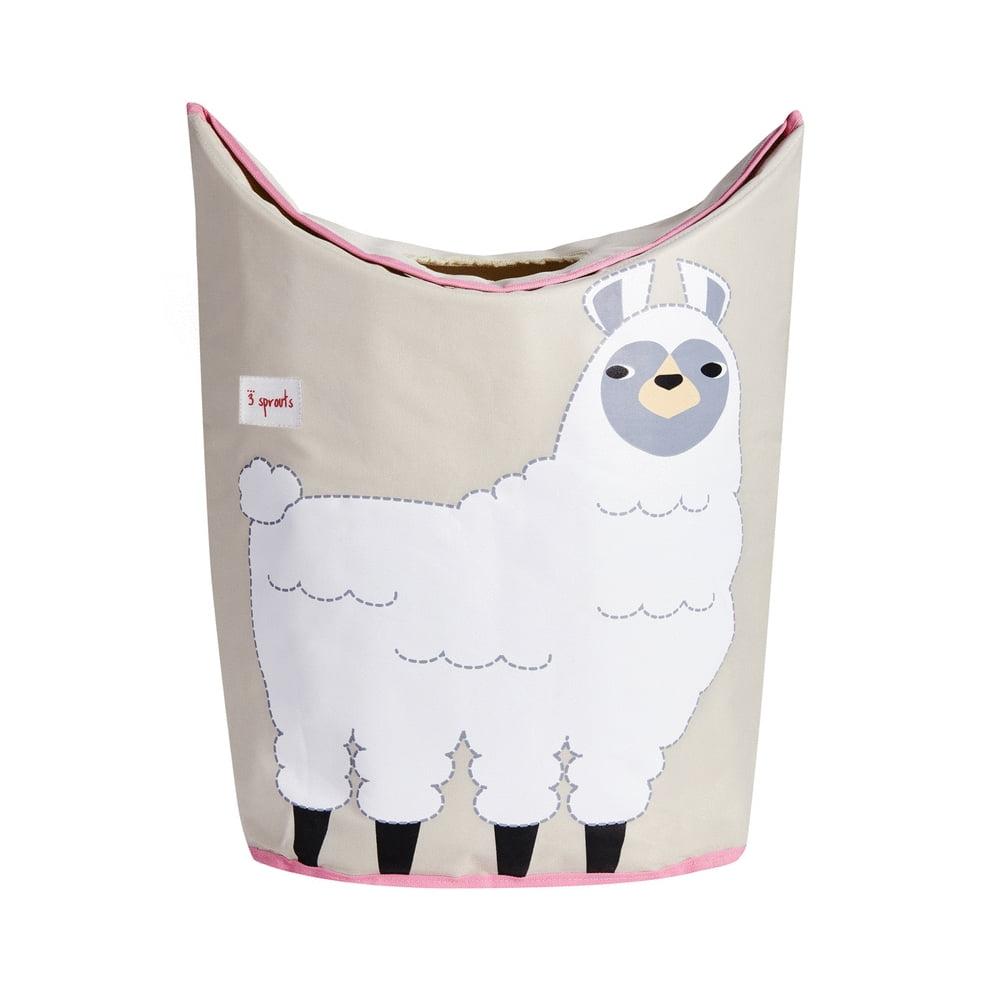 Llama Beige and White Baby Laundry Hamper with Handles