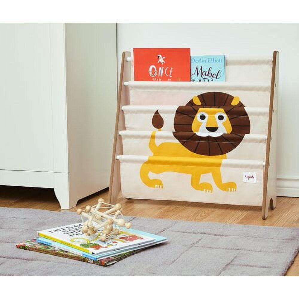 Lion Print Kids Gray Polyester Book Rack