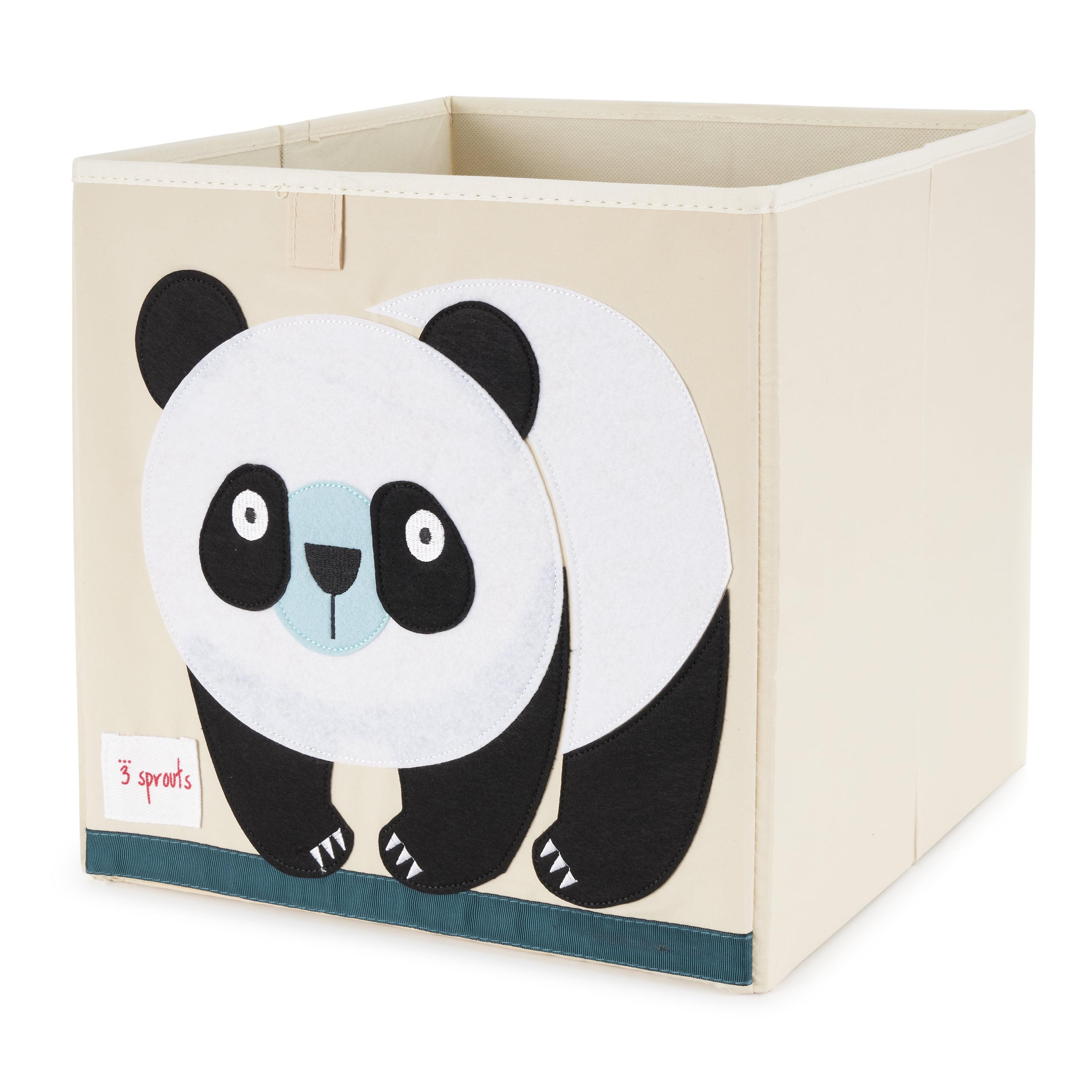 Panda Bear Foldable Beige and Black Fabric Storage Cube