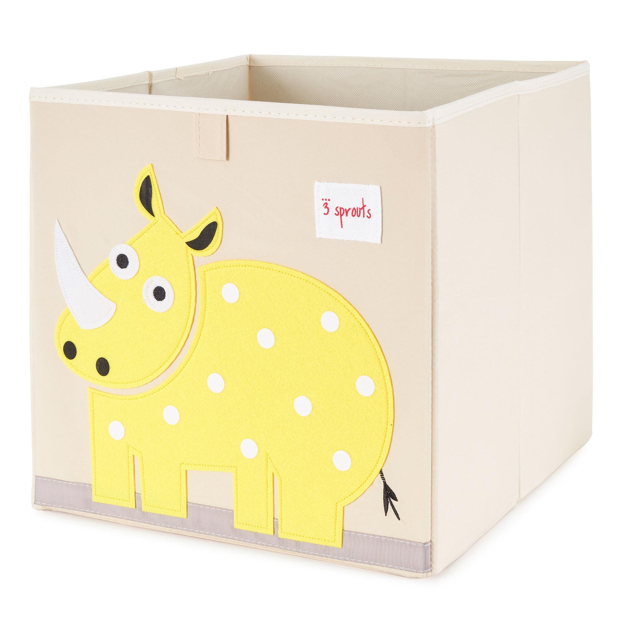 Yellow Rhino Foldable Fabric Storage Cube for Kids