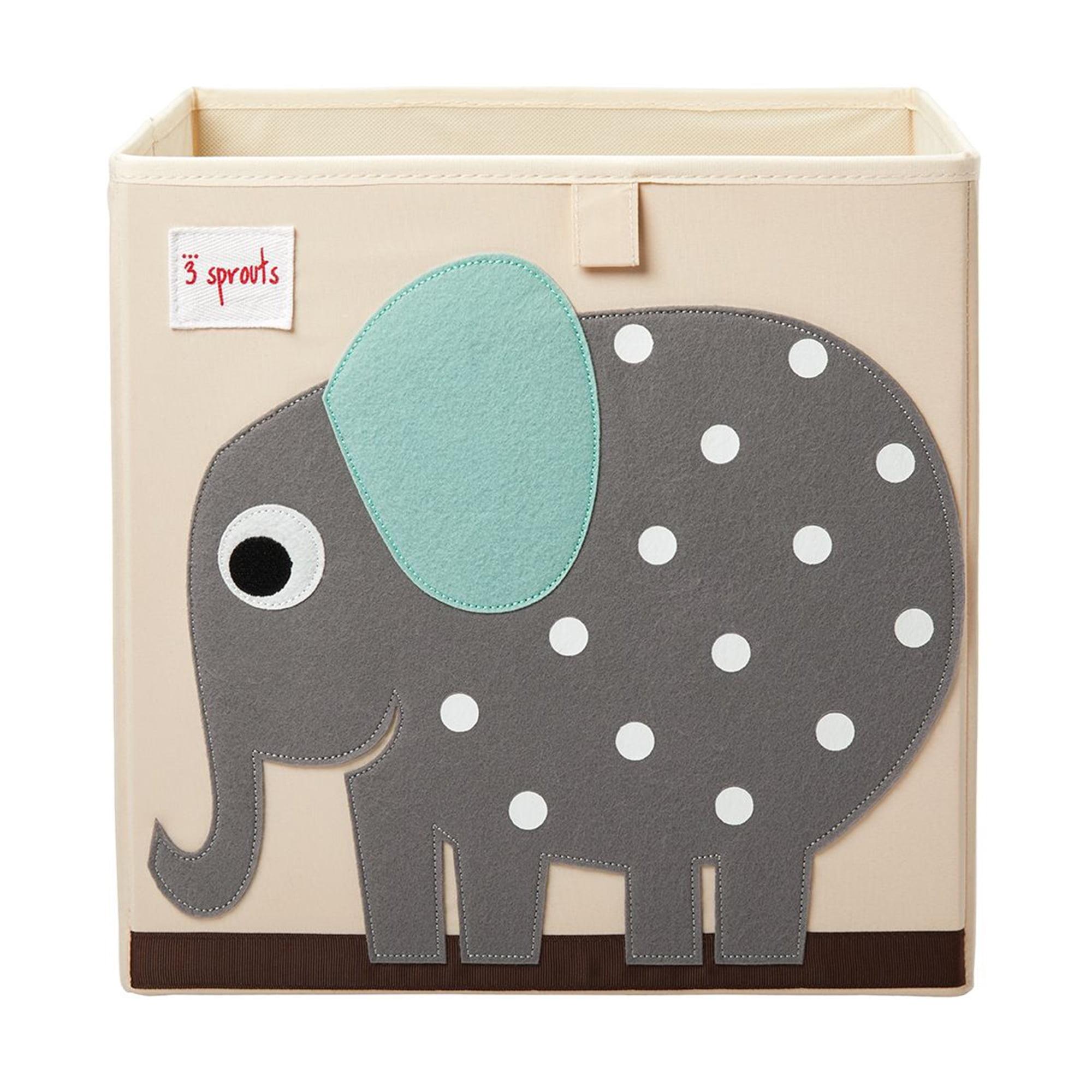 3 Sprouts Beige and Gray Elephant Foldable Fabric Storage Cube