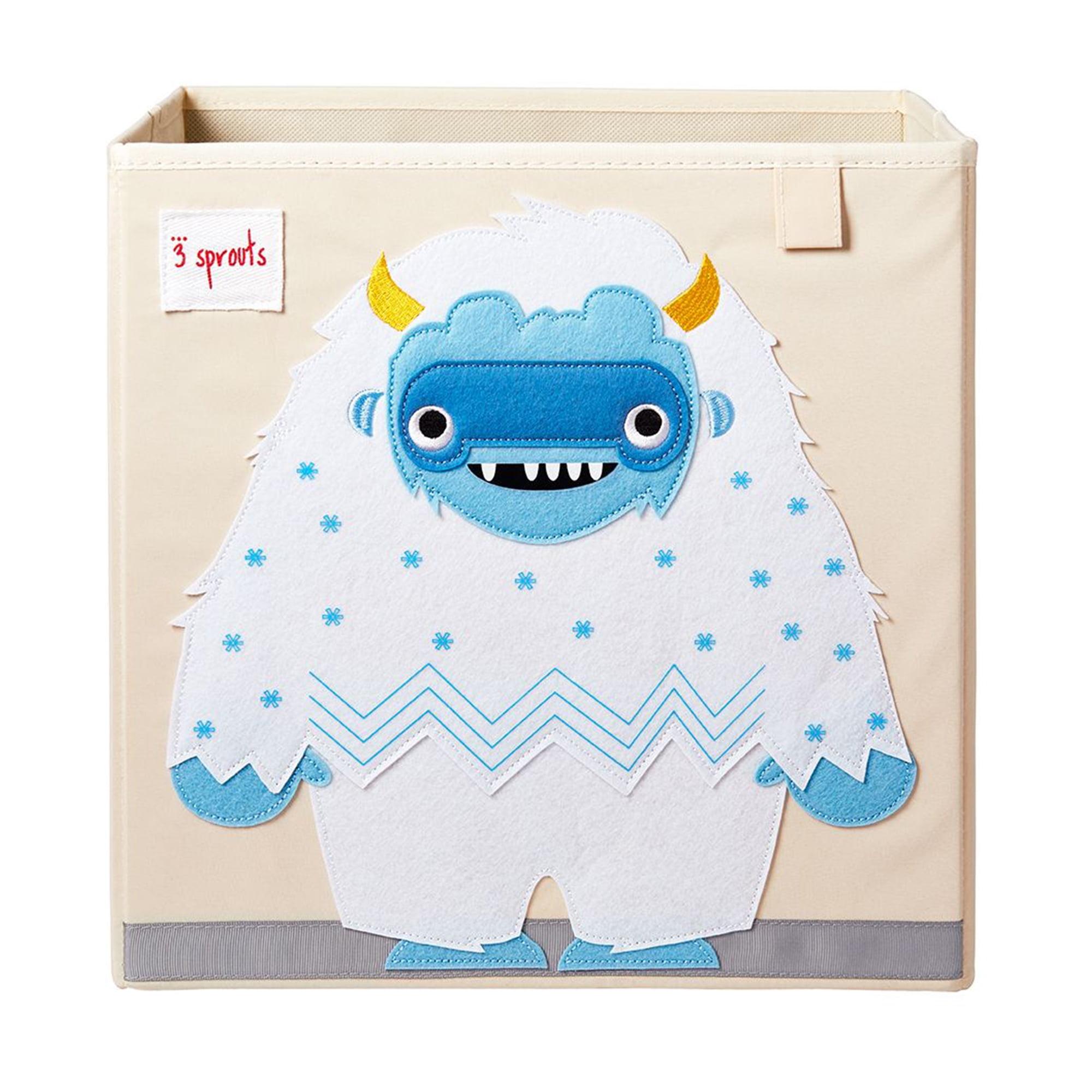 Yeti Beige and Blue Foldable Fabric Storage Cube for Kids