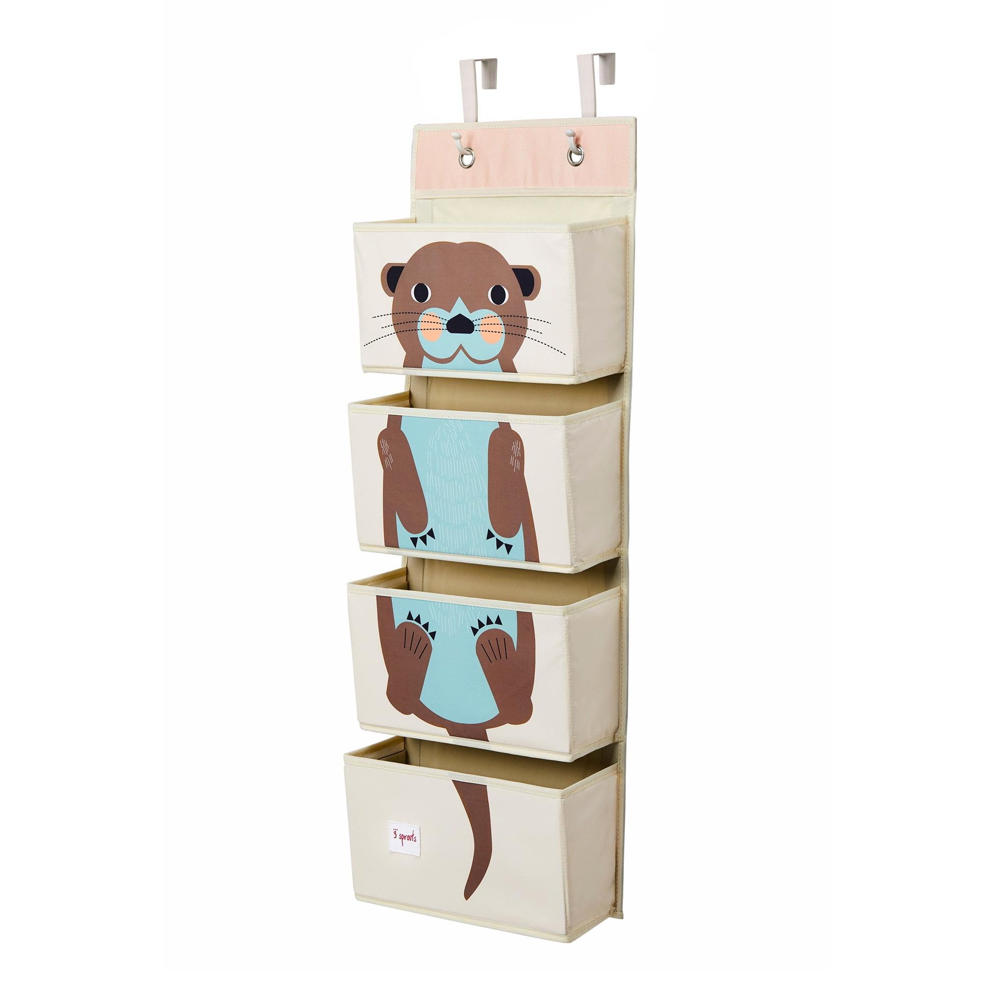 Otter Beige and Brown Fabric Over-the-Door Hanging Organizer