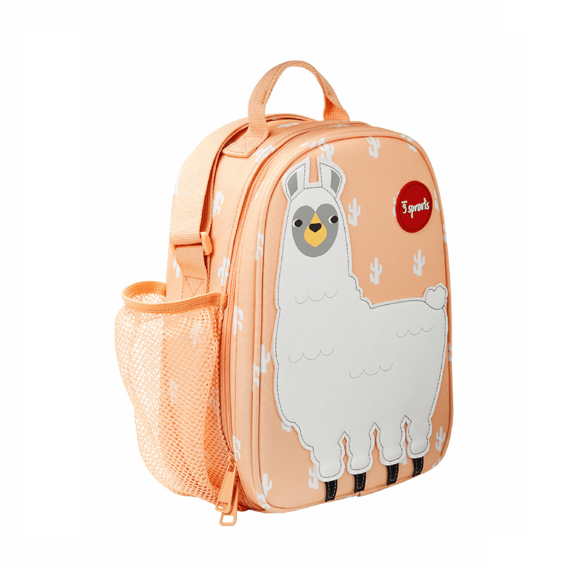 Peach Insulated Llama Kids Lunch Tote with Pockets