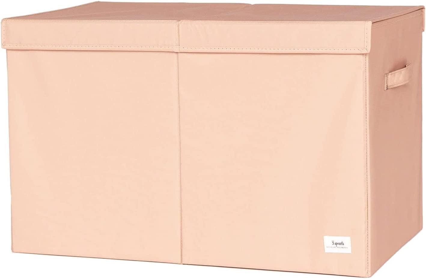 3 Sprouts Recycled Fabric Folding Chest Organizer in Clay - Collapsible Storage Basket Container with Lid & Handles