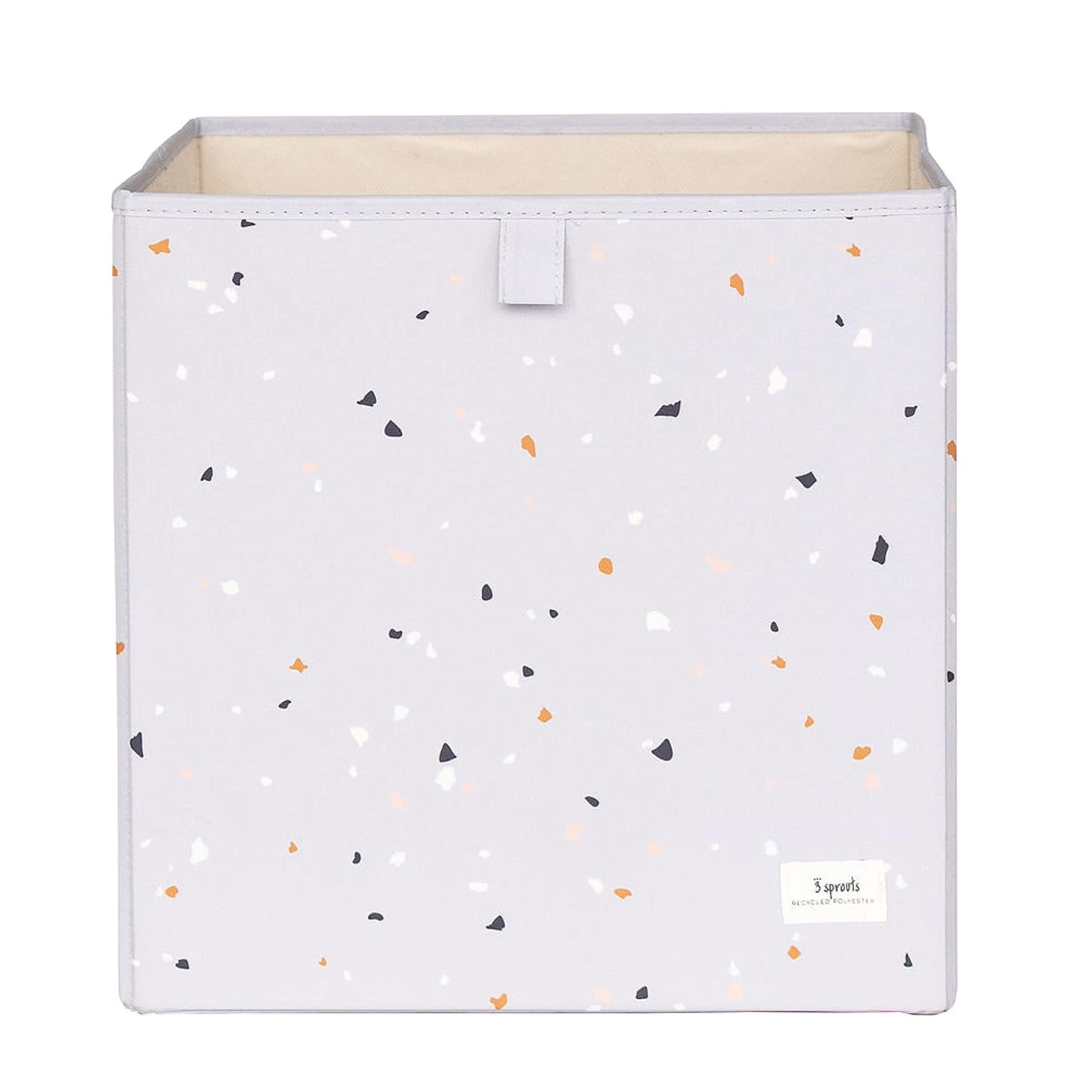 Light Grey Terrazzo Recycled Fabric Collapsible Storage Cube