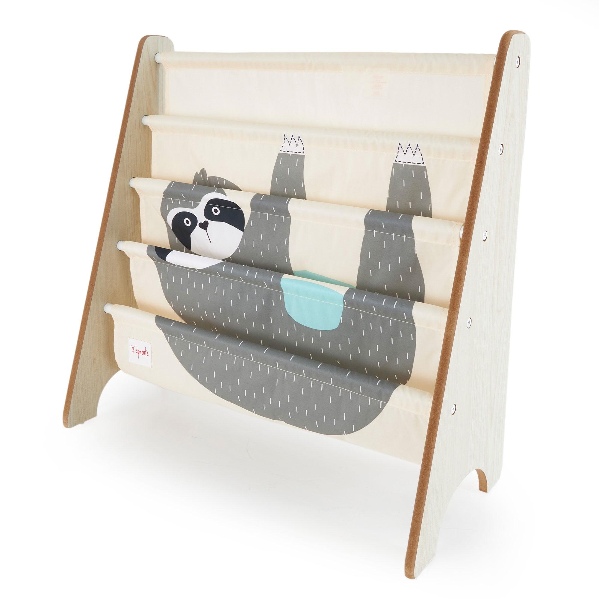 Gray and Beige Sloth Kids Book Rack Organizer