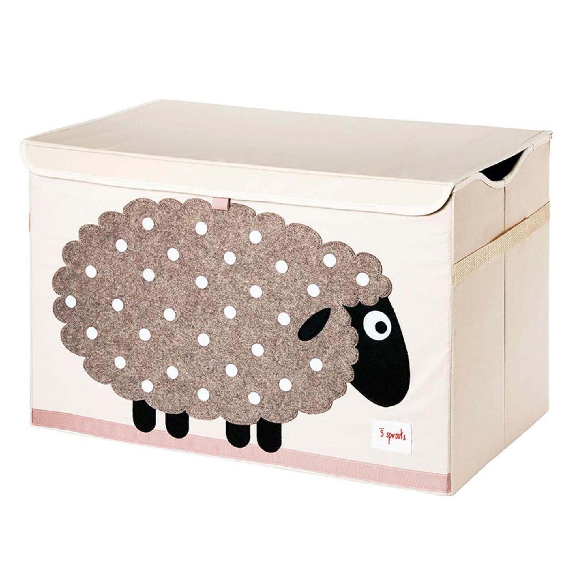 Beige Collapsible Toy Chest with Sheep Design