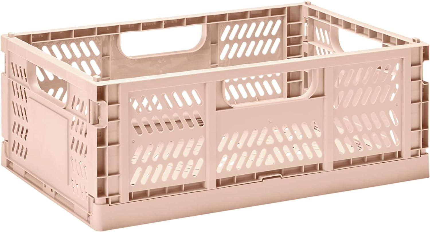 3 Sprouts Rectangular Recycled Plastic Foldable Crate (Large Size) - Clay