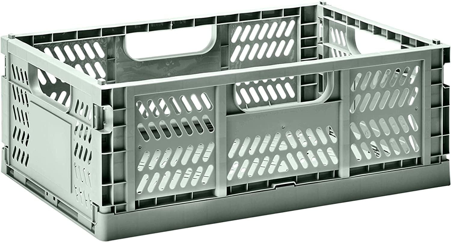 3 Sprouts Rectangular Recycled Plastic Foldable Crate (Large Size) - Green