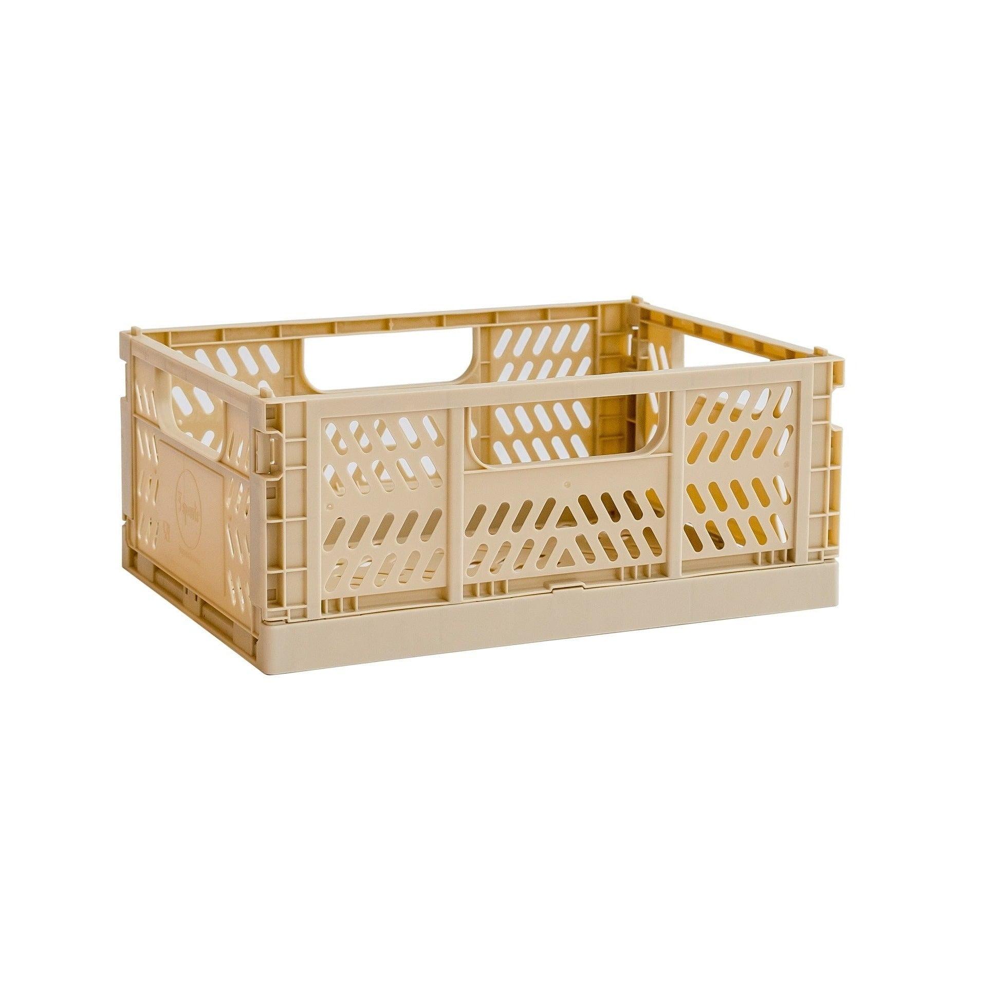 Medium Sand Recycled Plastic Foldable Crate for Kids