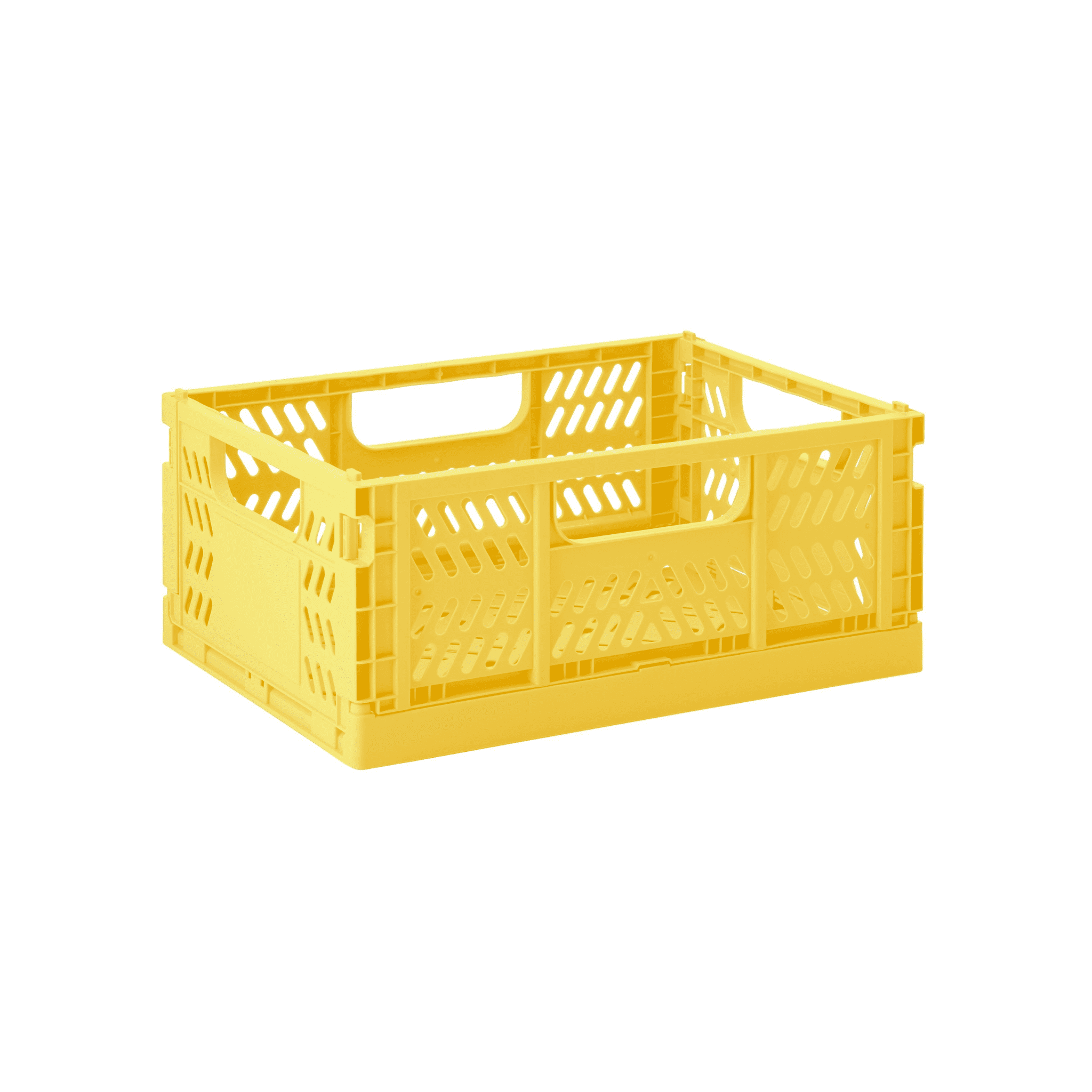 Medium Yellow Recycled Plastic Foldable Crate for Kids