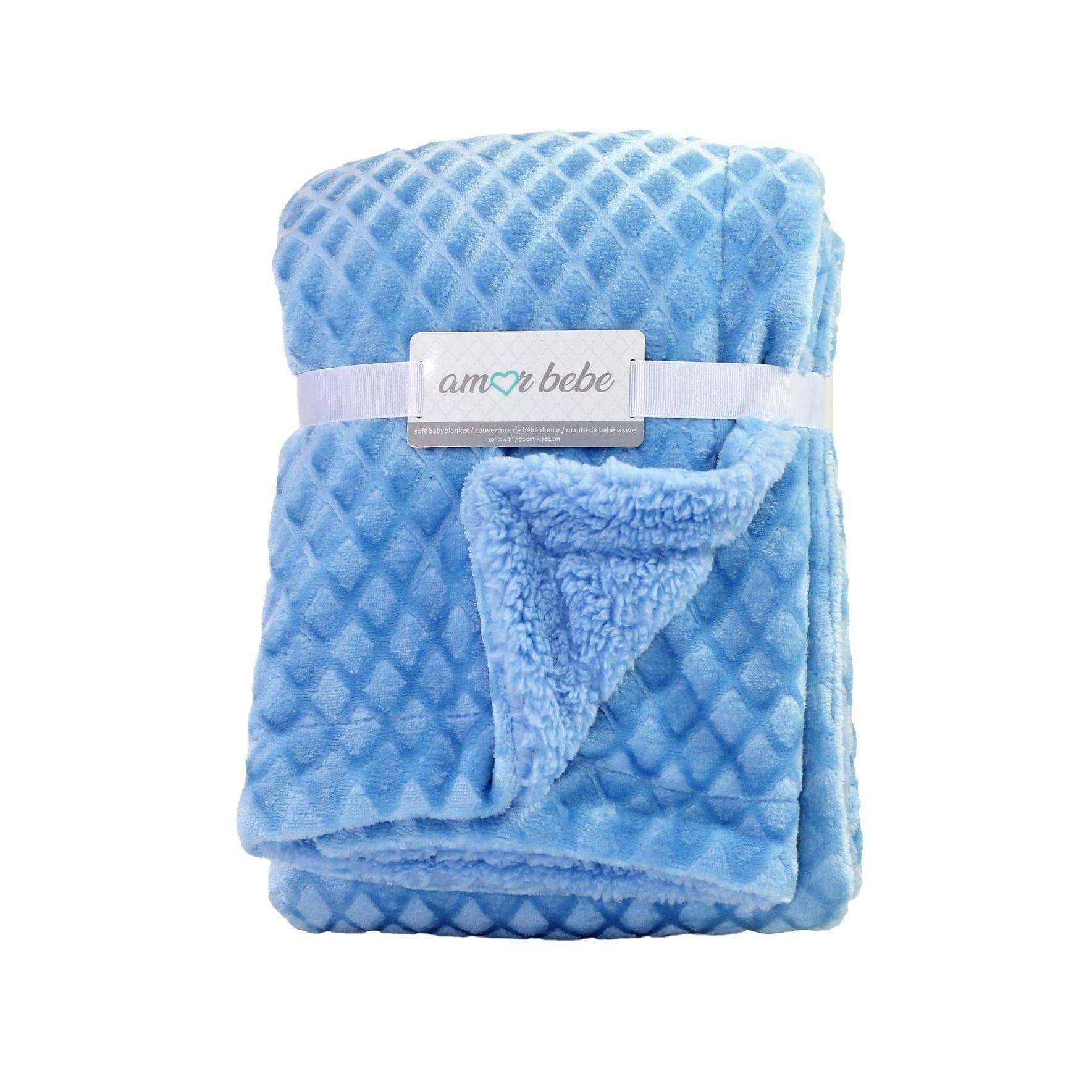 Blue Diamond Plush Sherpa Baby Blanket with Soft Cotton