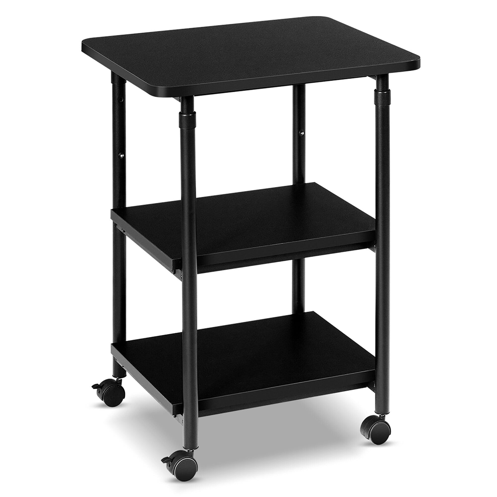 Tangkula 3-Tier Adjustable Rolling Under Desk Printer Cart with 3 Storage Shelves Printer Stand for home office Black