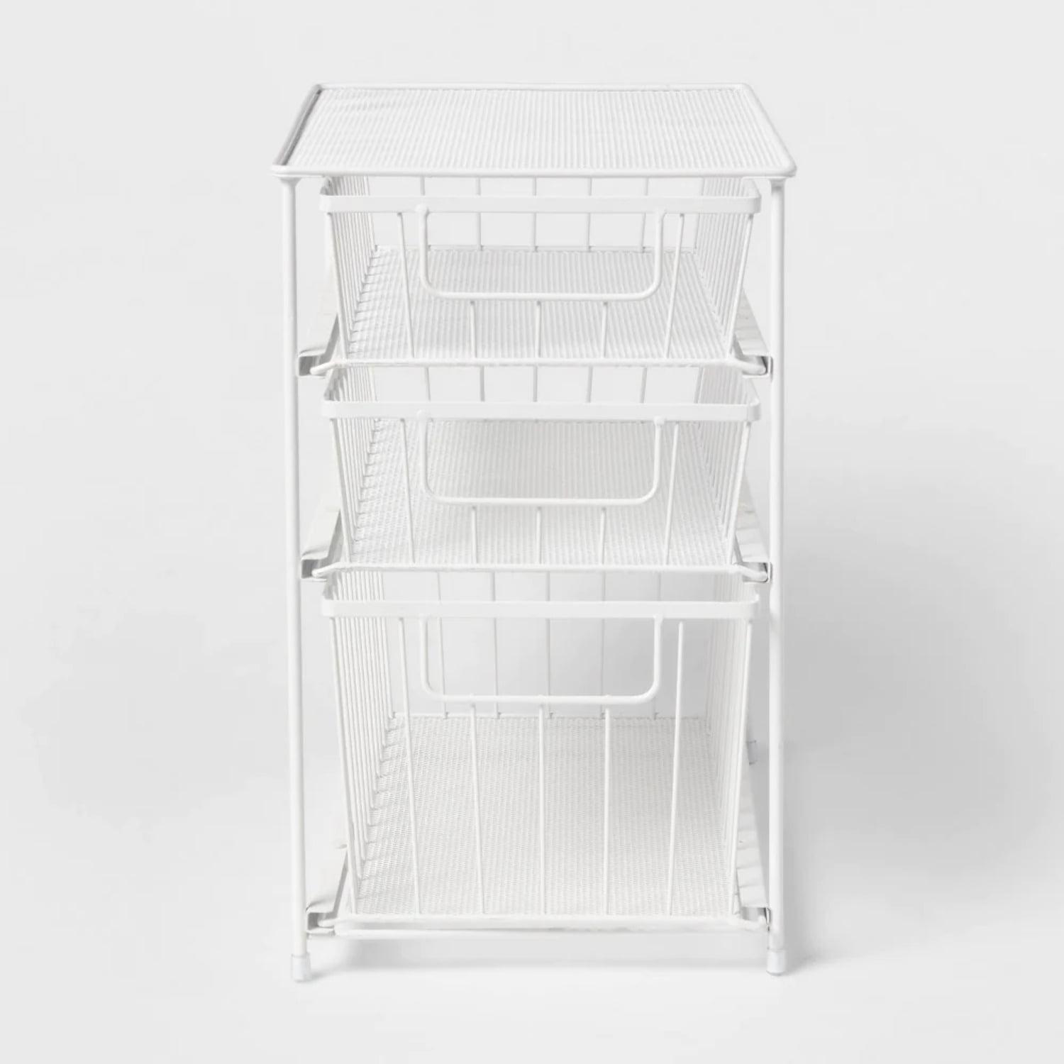 3 Tier Drawer Organizer Matte White - Brightroom™: Steel Multi-Compartment, Spot Clean, Utility Storage Bin