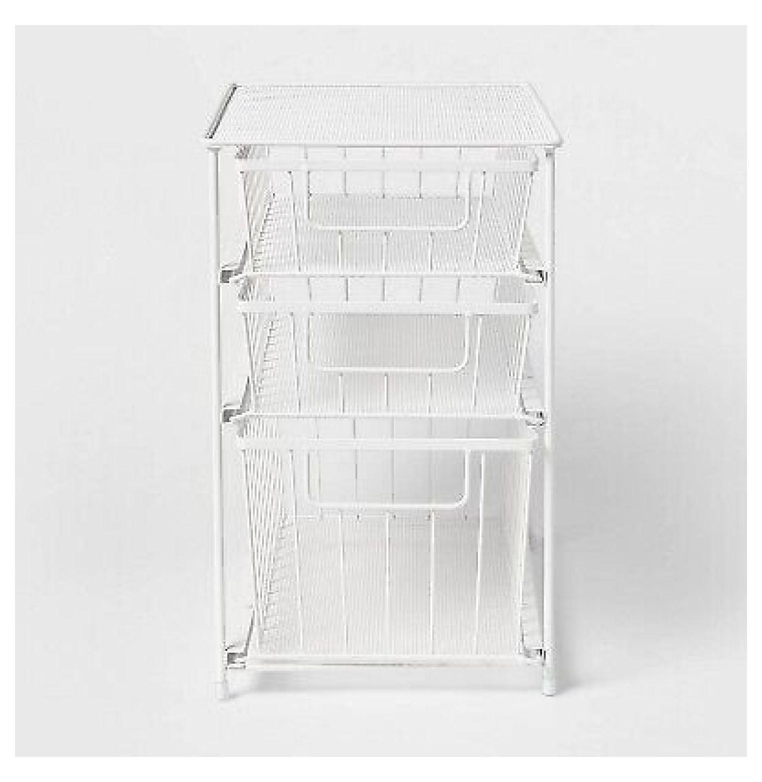3 Tier Drawer Organizer Matte White - Brightroom™: Steel Multi-Compartment, Spot Clean, Utility Storage Bin