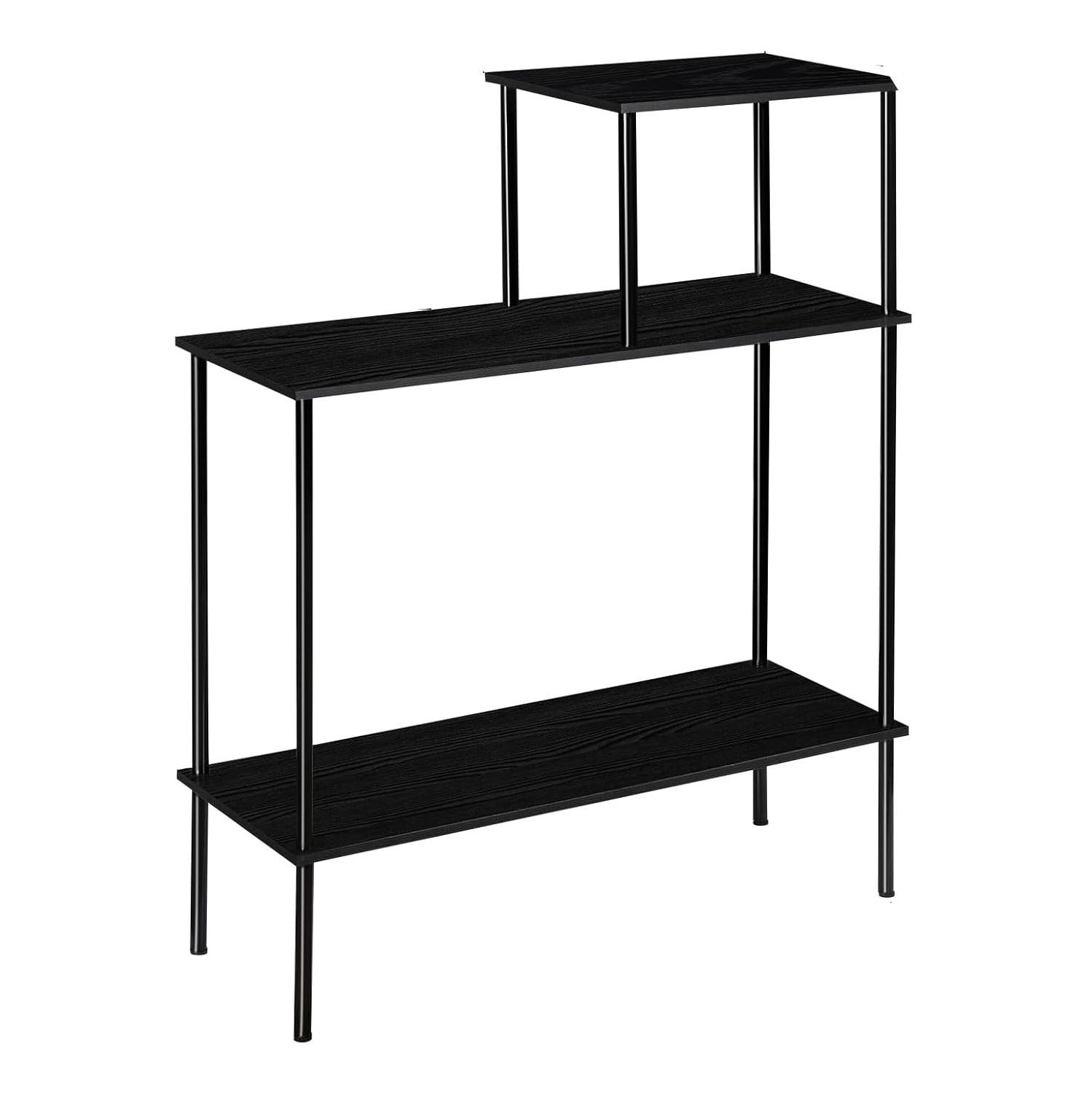 Black 3-Tier Modern Entryway Console Table with Storage