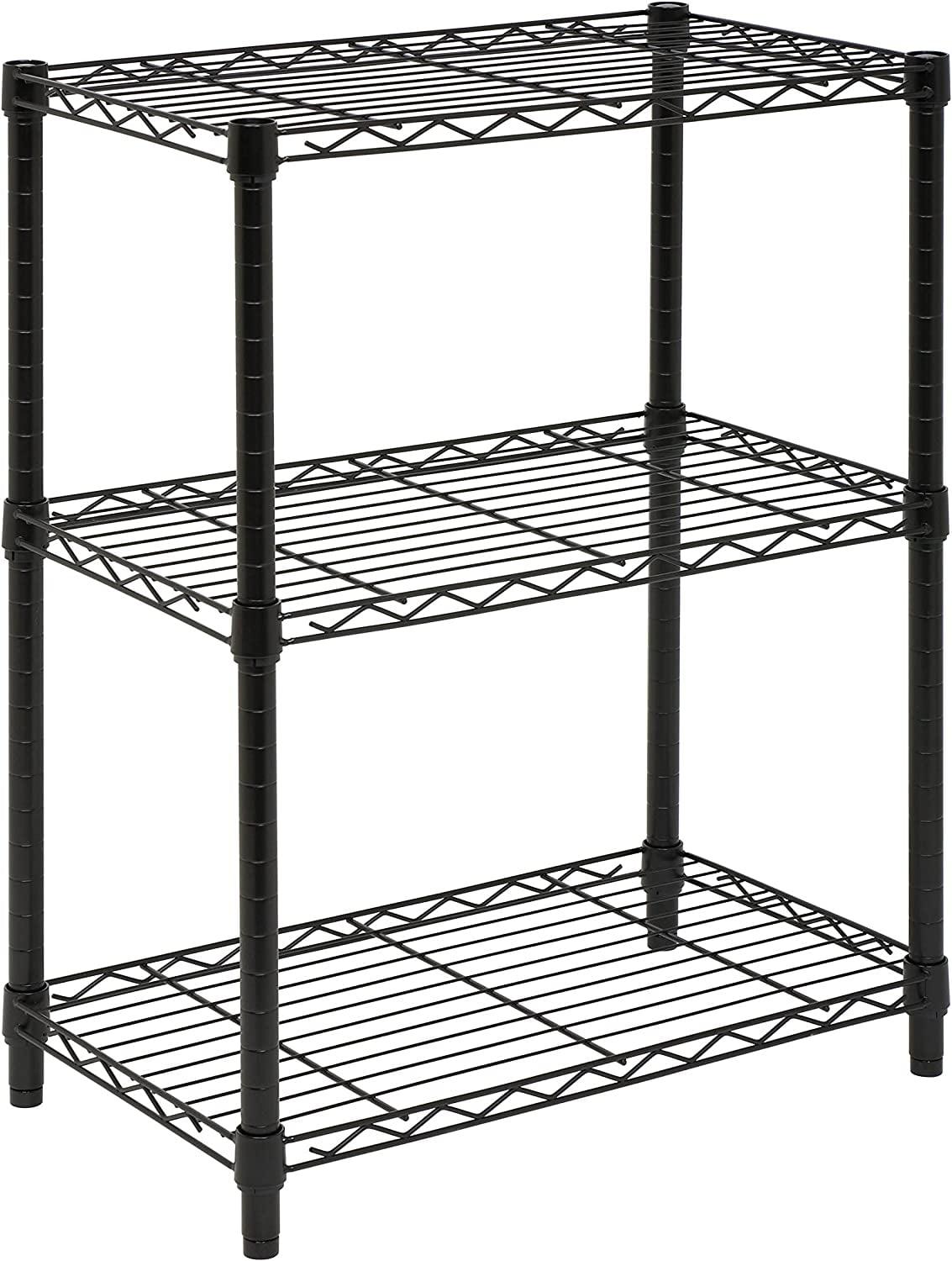 Honey-Can-Do 3-Tier Steel Adjustable Storage Shelves, Black, Holds up to 250 lb per Shelf