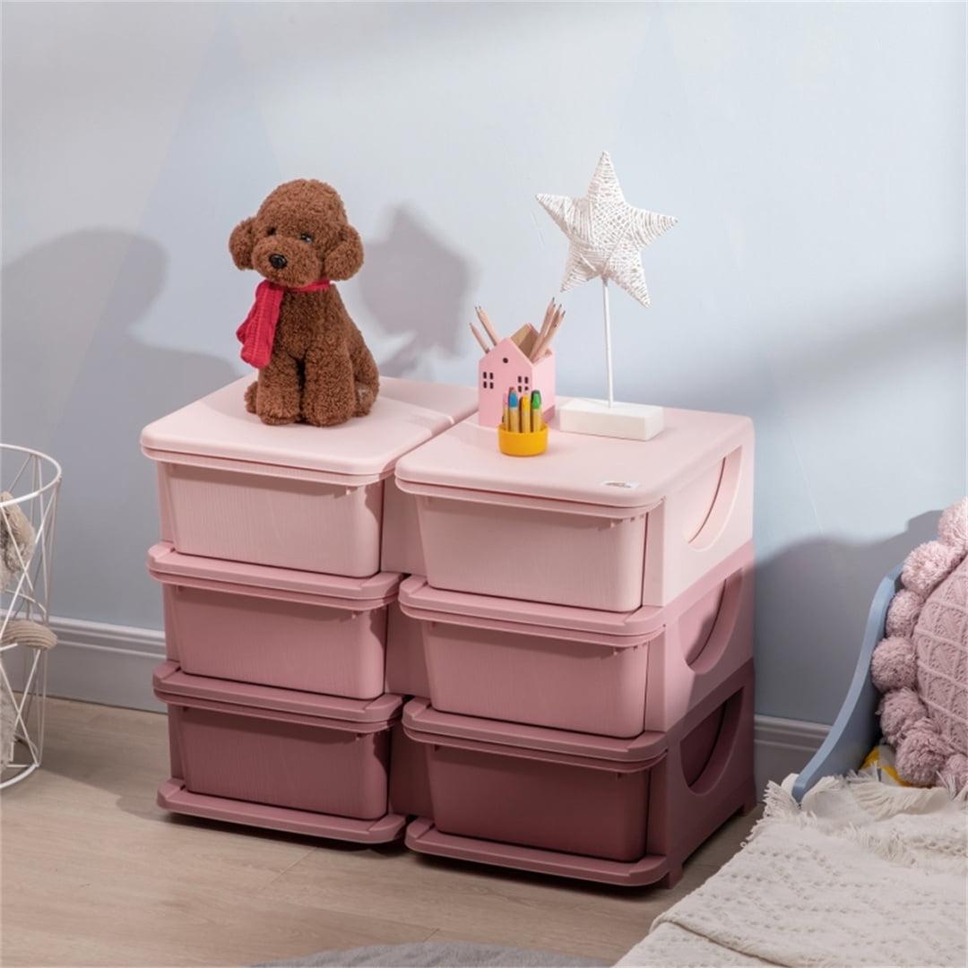 Qaba Kids Storage Unit Dresser Tower with Drawers Chest Toy Organizer for Bedroom Nursery Kindergarten Living Room for Boys Girls