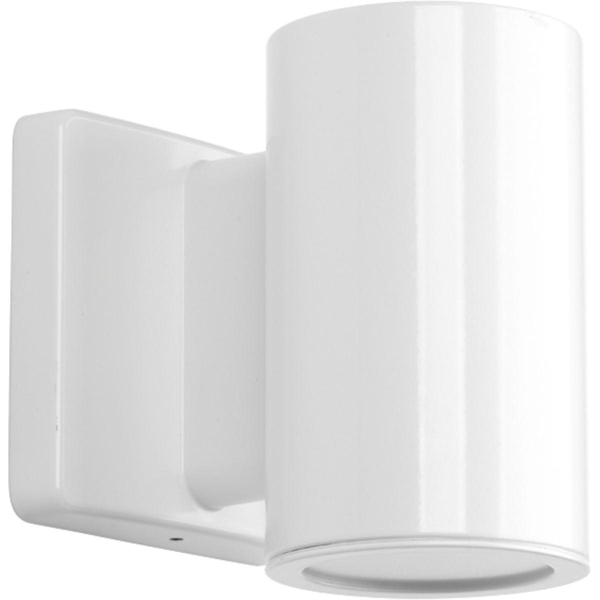 Progress Lighting Cylinders 1-Light Outdoor Wall Light in White Aluminum with Shade