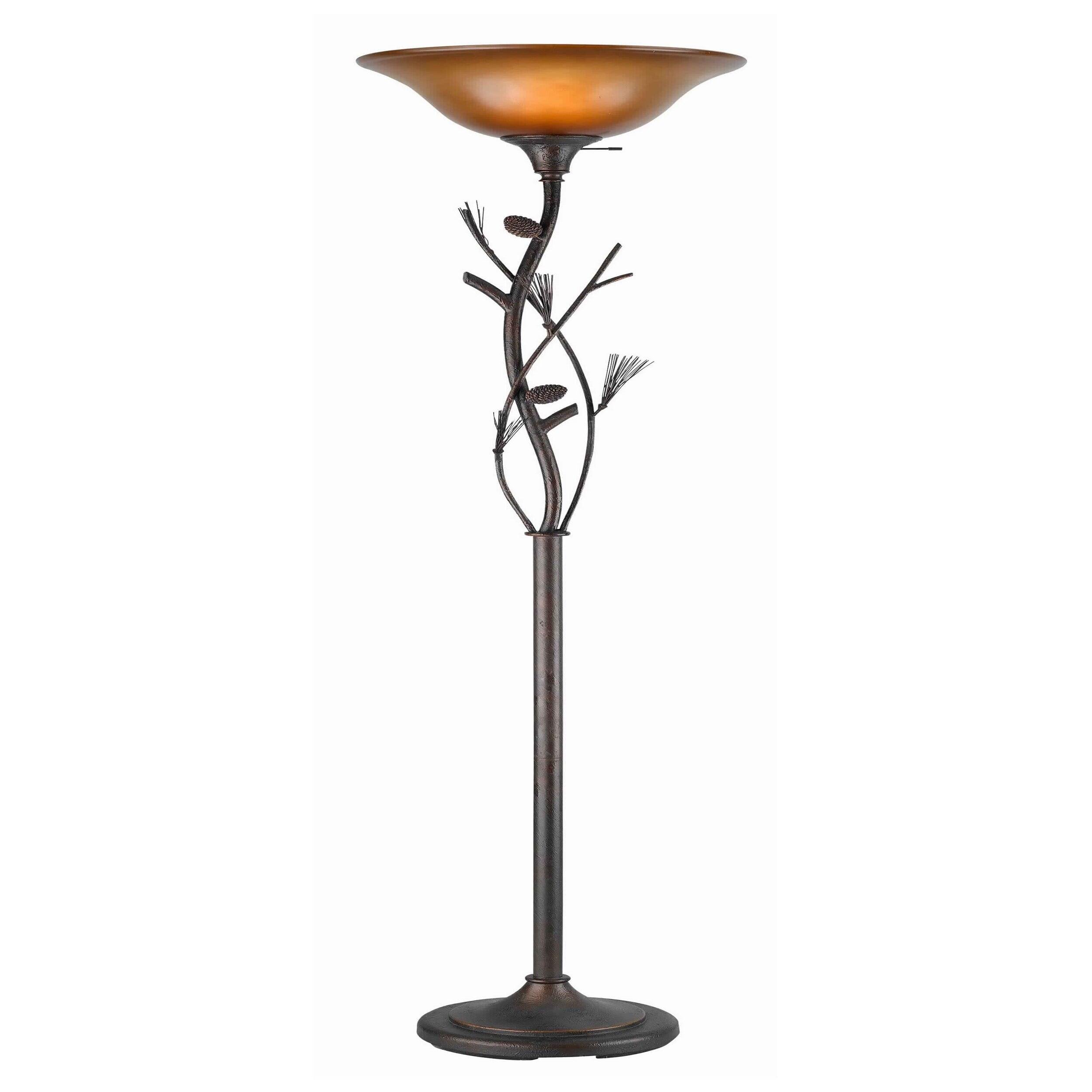 Bronze Pine & Twig 72" Torchiere Floor Lamp with 3-Way Switch
