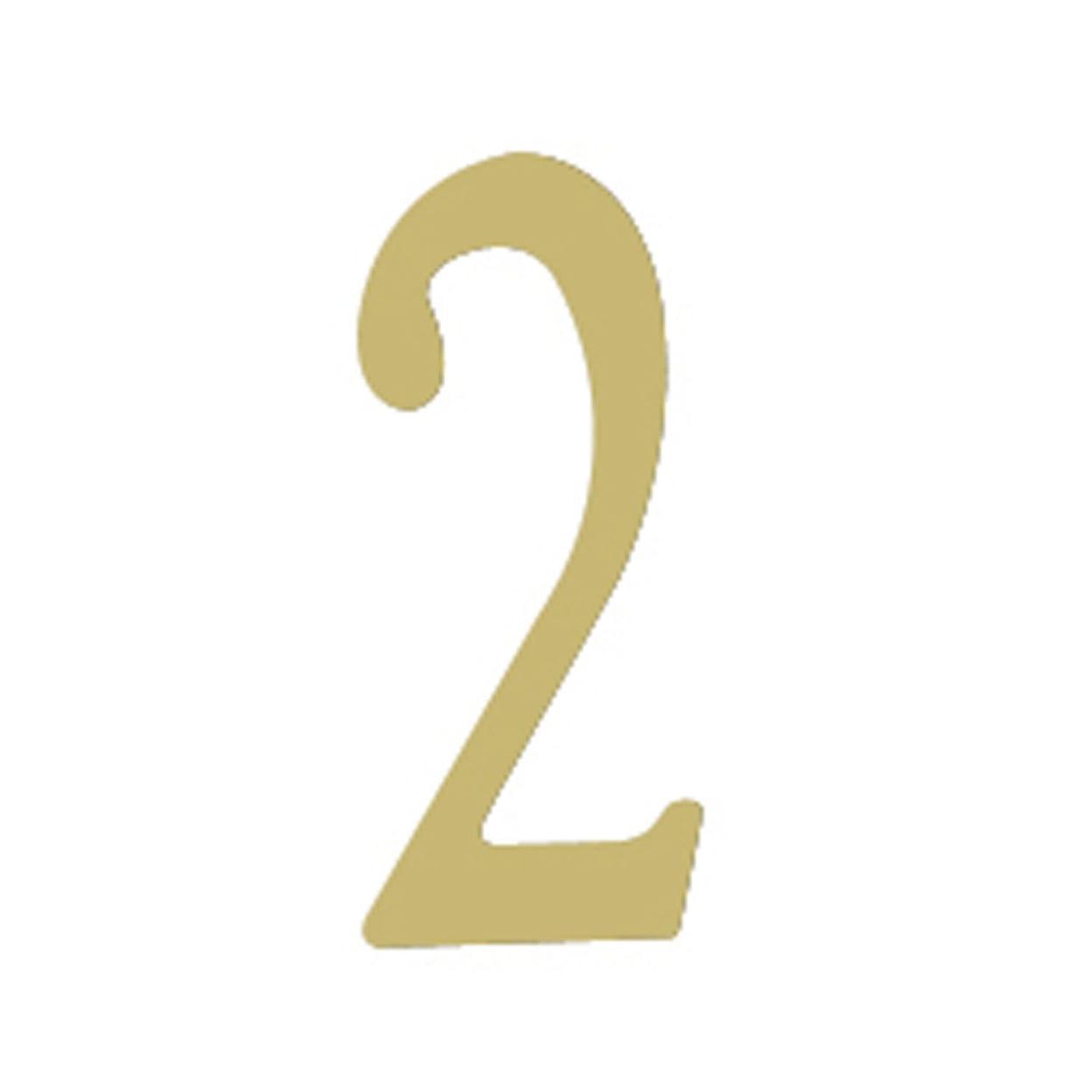 3-Inch Brass Self-Adhesive Address Number 2