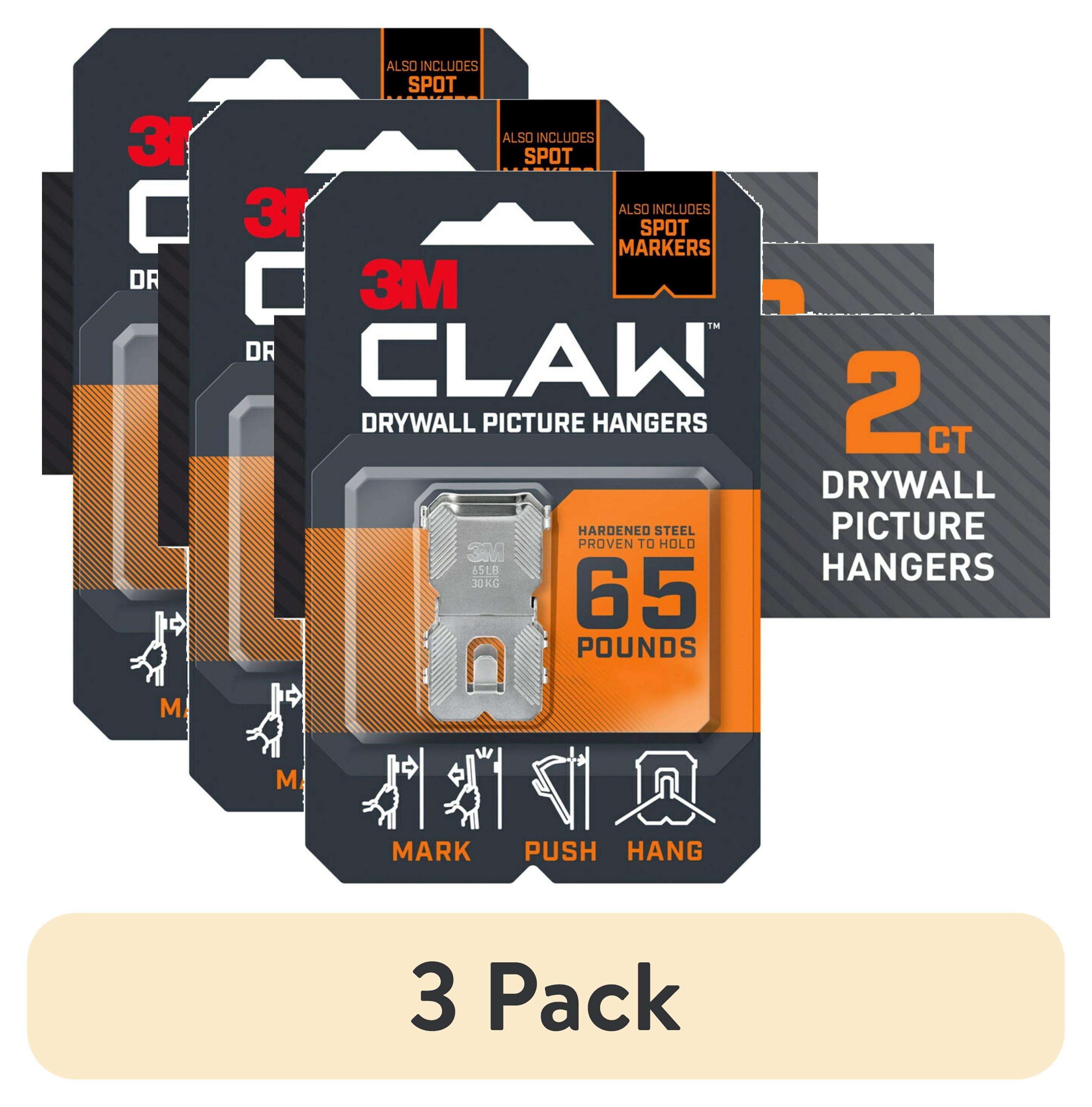 3M Claw Drywall Picture Hanger 65lb with Temporary Spot Marker + 2 hangers and 2 markers: Mirror & Picture Hanging Kit