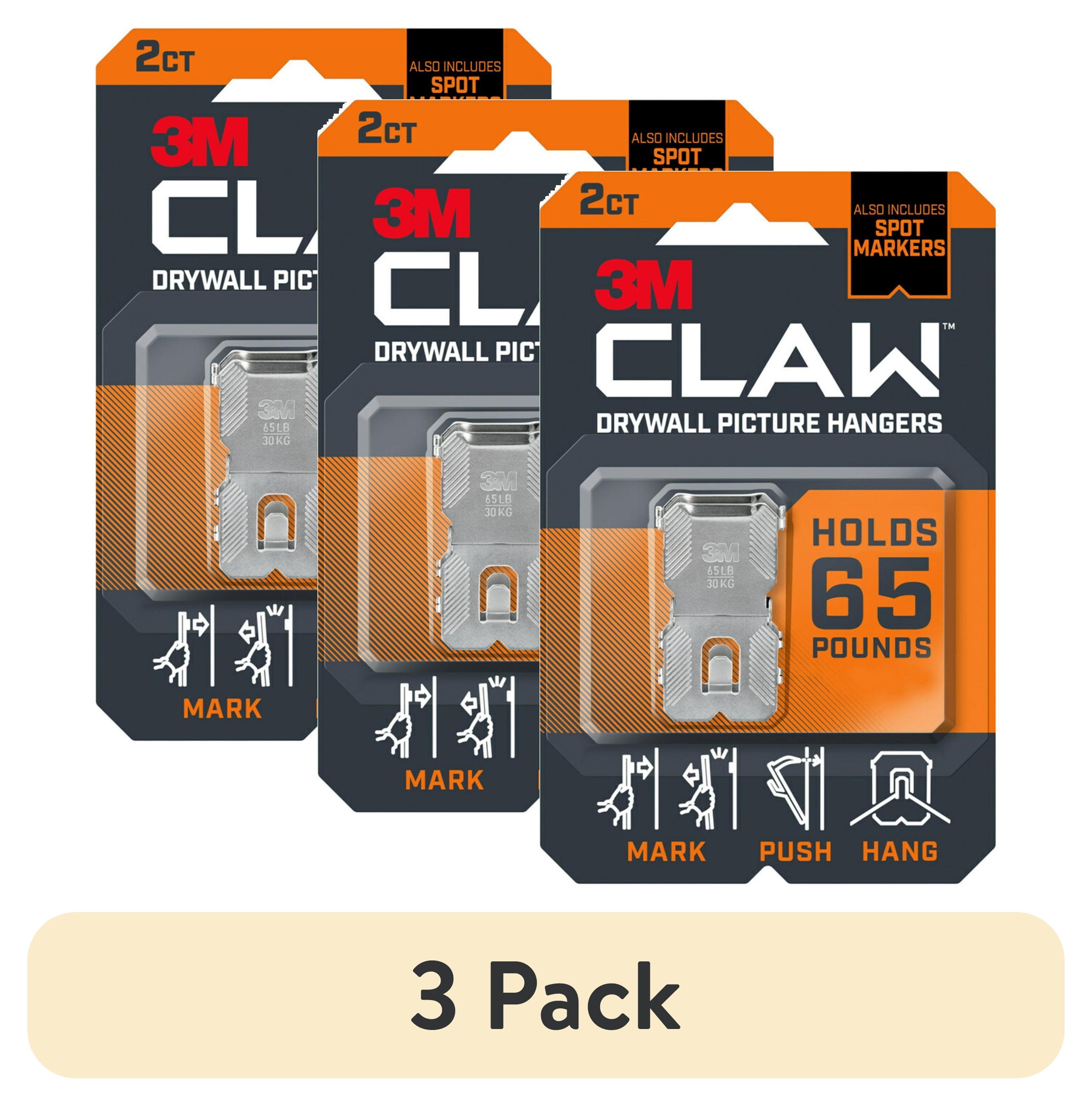 3M Claw Drywall Picture Hanger 65lb with Temporary Spot Marker + 2 hangers and 2 markers: Mirror & Picture Hanging Kit