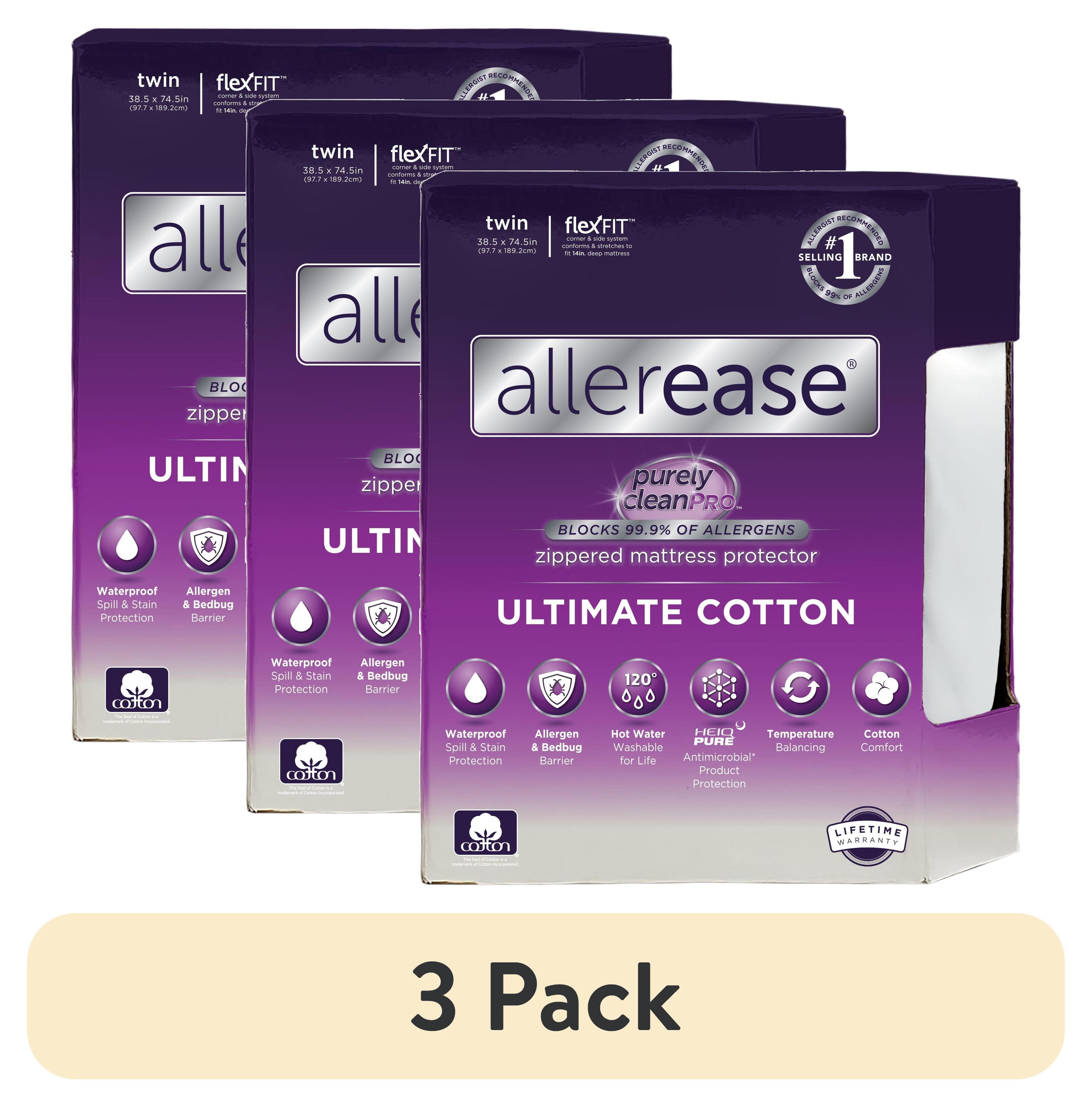 Allerease Twin Ultimate Cotton Waterproof Allergen and Bedbug Barrier Zippered Mattress Protector: Hypoallergenic Encasement