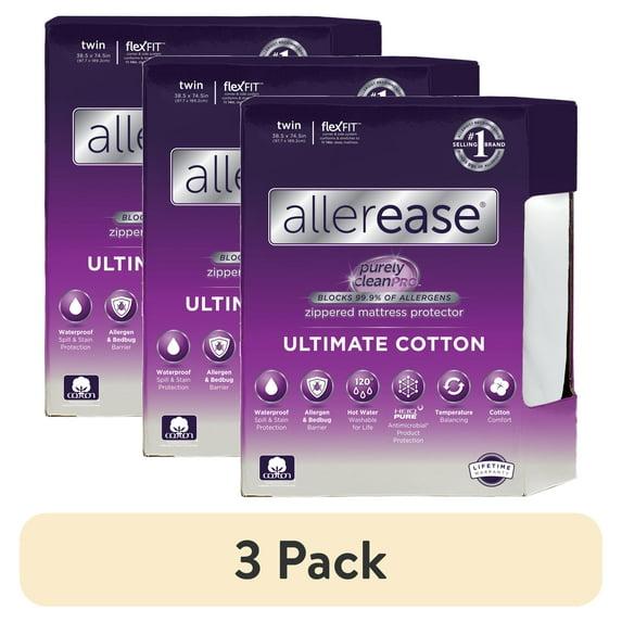 Allerease Twin Ultimate Cotton Waterproof Allergen and Bedbug Barrier Zippered Mattress Protector: Hypoallergenic Encasement