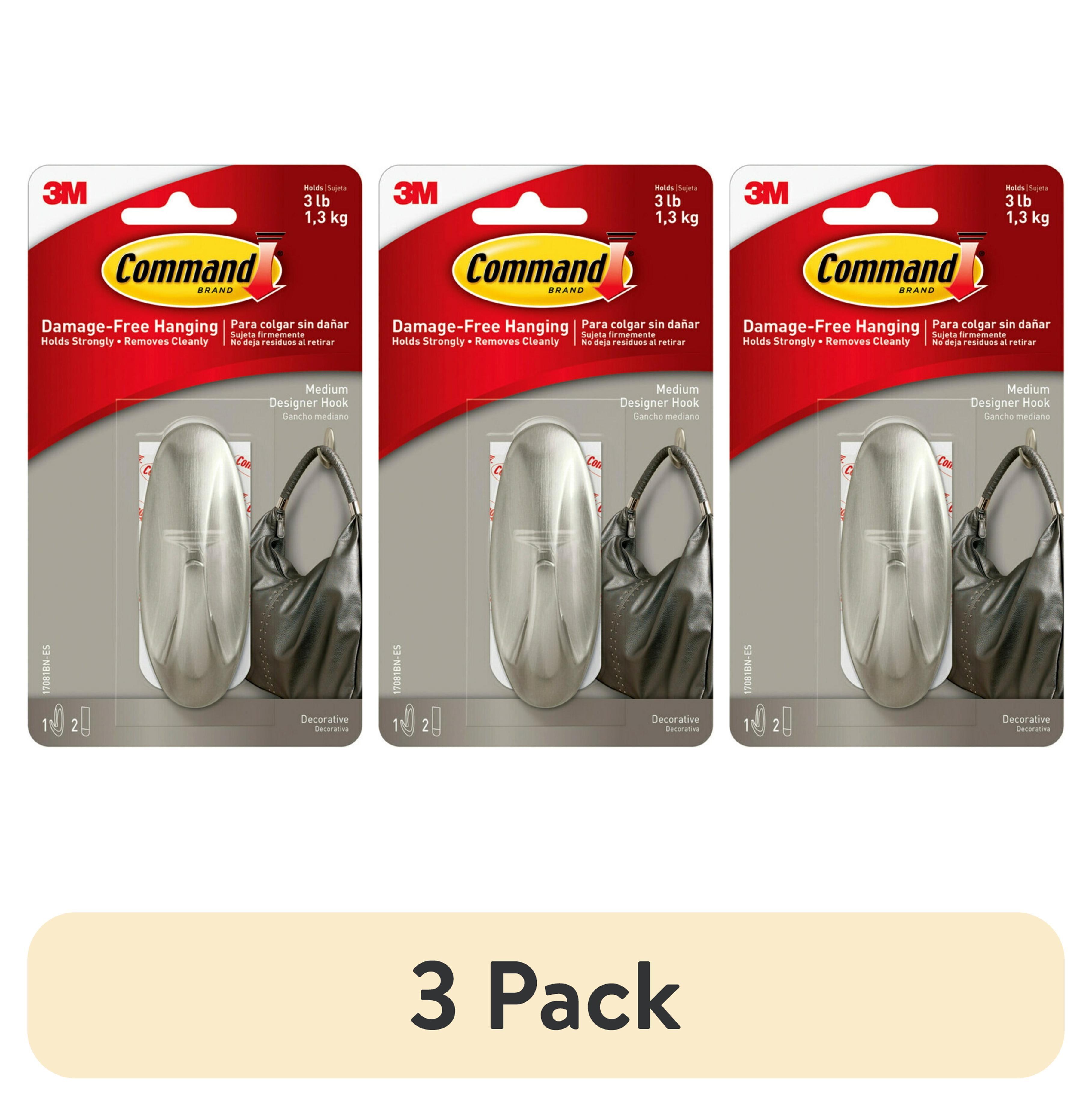 Command Designer Hooks, Brushed Nickel, Medium, 1 Hook, 2 Strips/Pack