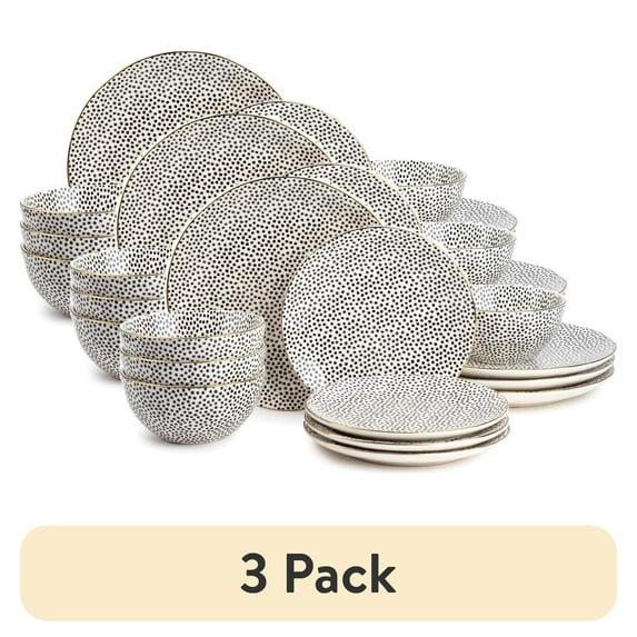 Thyme & Table 12-Piece Dinnerware Stoneware Set, Black & White Dot Collection