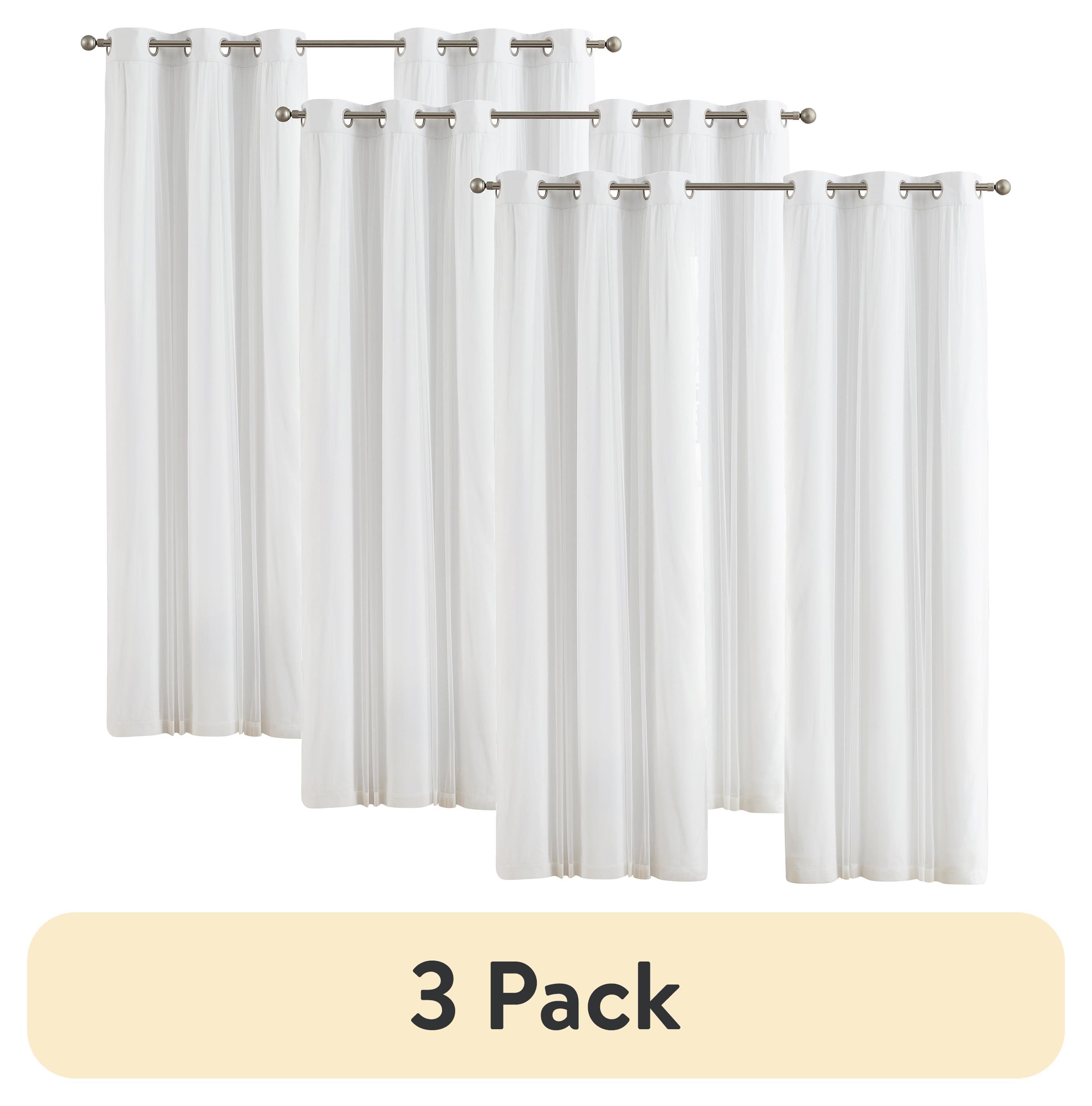 Your Zone Blackout Curtain Panel with Sheer Overlay, 1 Panel, White, 37" W x 84" L