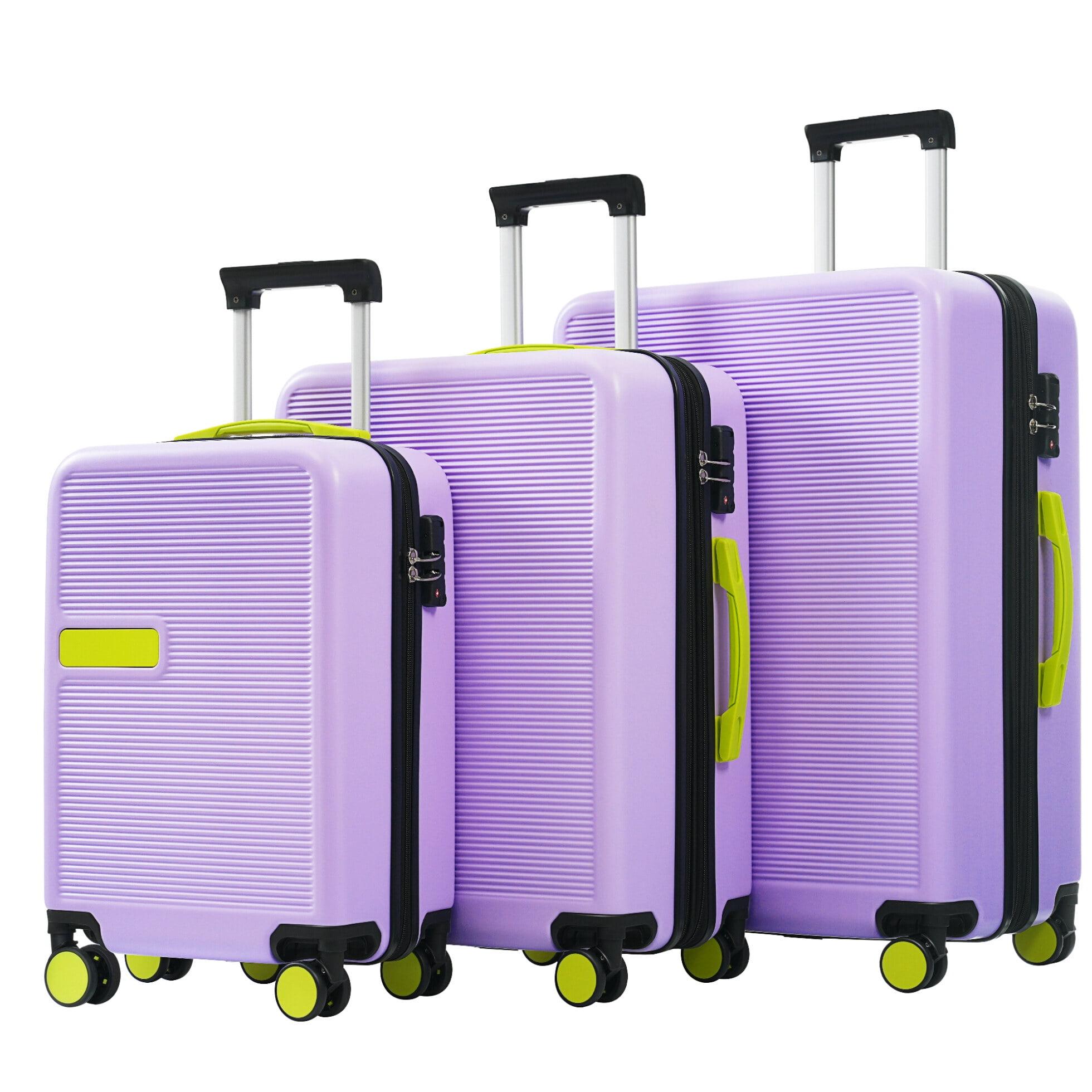 Purple 3-Piece ABS Hardshell Spinner Luggage Set