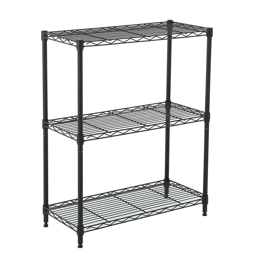 Gray Adjustable 3-Tier Steel Utility Shelving Unit