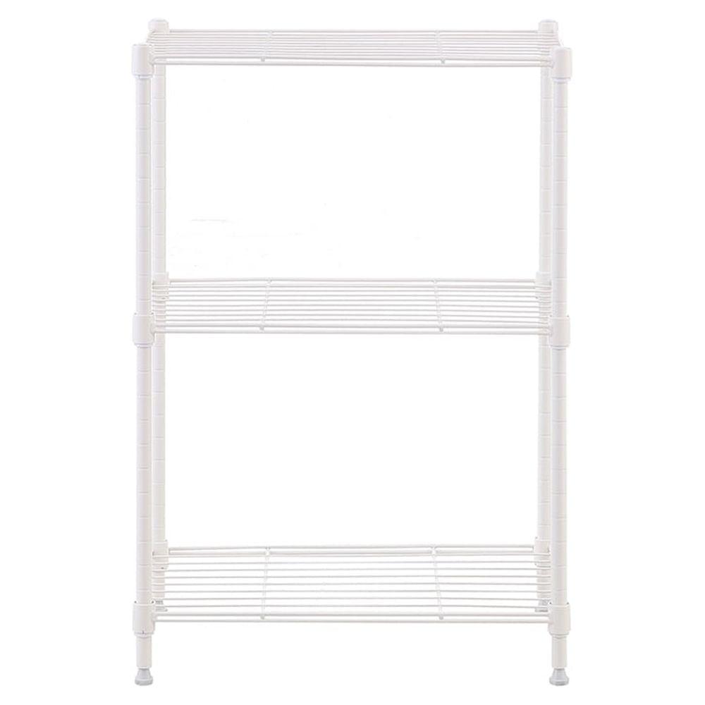 Adjustable White Steel 3-Tier Wire Shelving Unit