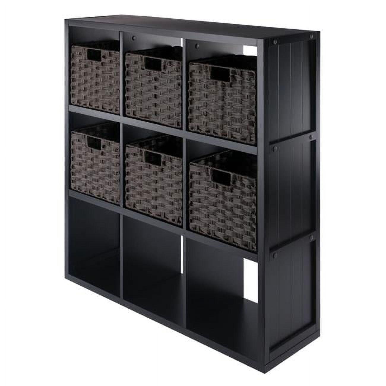 40.08" 7pc Timothy Storage Shelf with Baskets Black/Chocolate - Winsome: Transitional Style, Wood Composite, No Tools Assembly